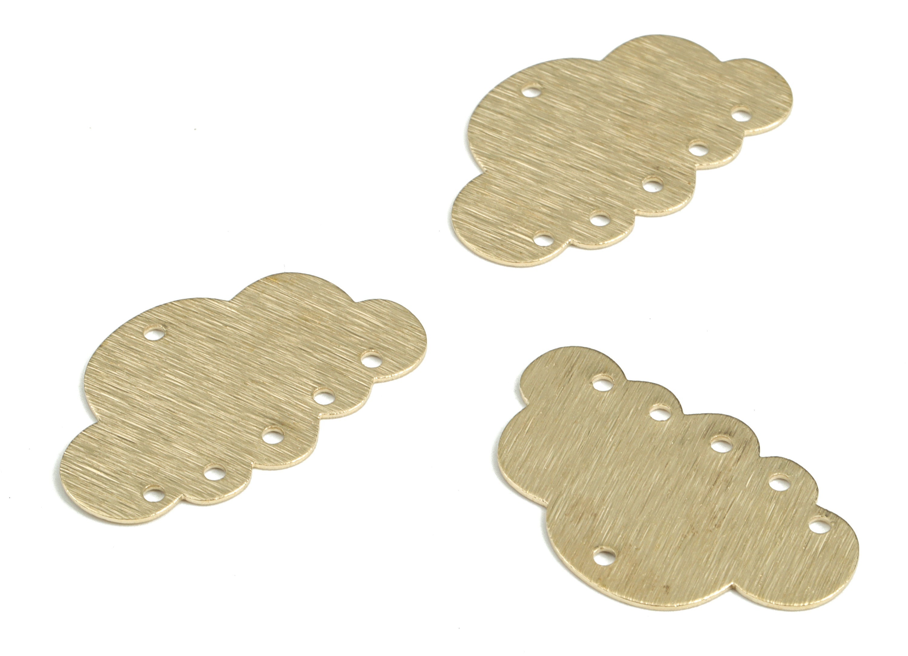 Brass Textured Cloud Earring Connector - Raw Brass Cloud Earring Charms - 6 Holes - Jewelry Making Supplies - 30.13x18.89x0.67mm - PP3782 - DOMEDBAZAAR