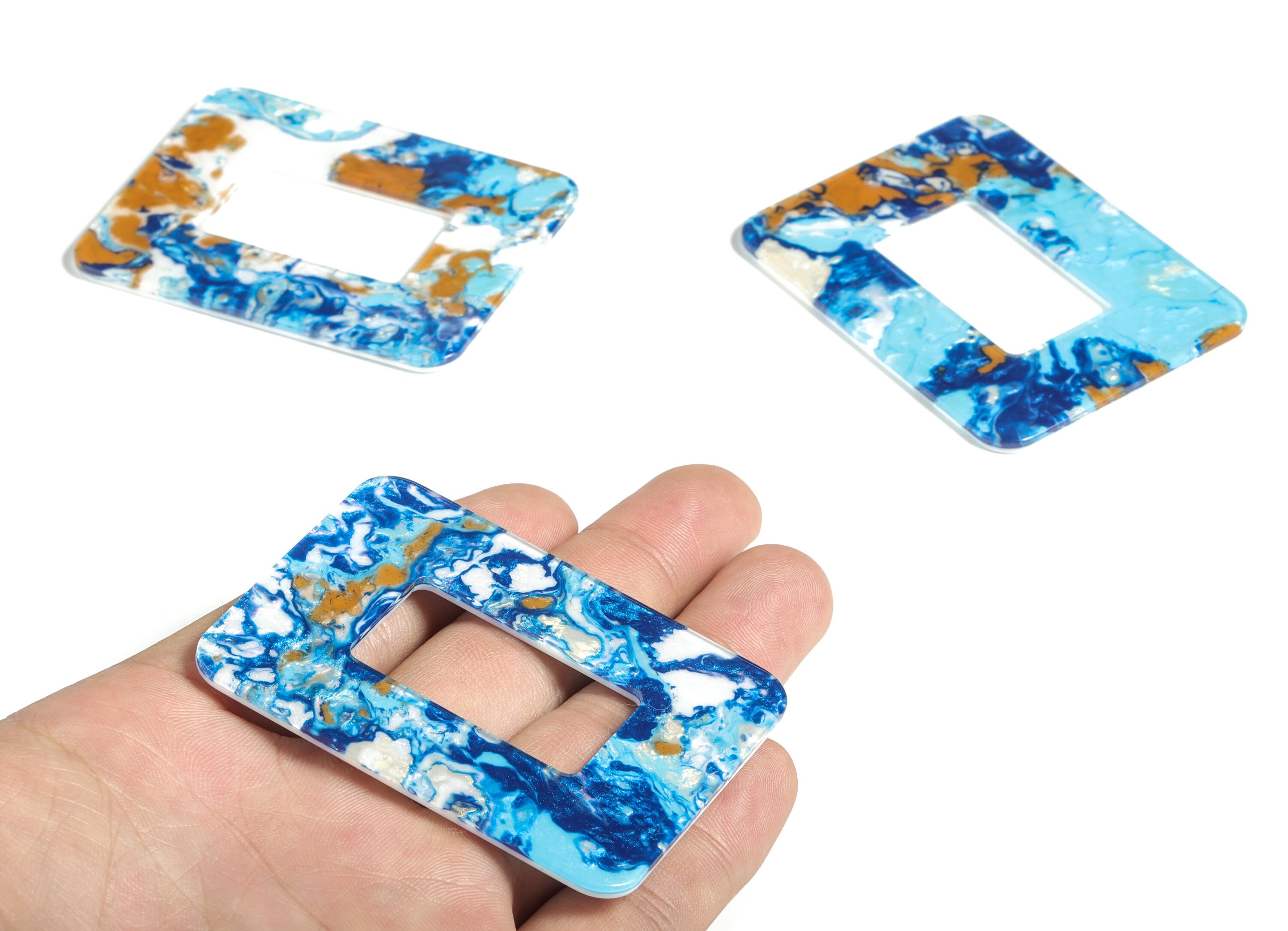 Acrylic Rectangle Earring Charms - Rectangle Pendant - Earring Findings - Jewelry Supplies - Color Code: A387 - 64.6x49x2.5mm - AC1106-A387 - DOMEDBAZAAR