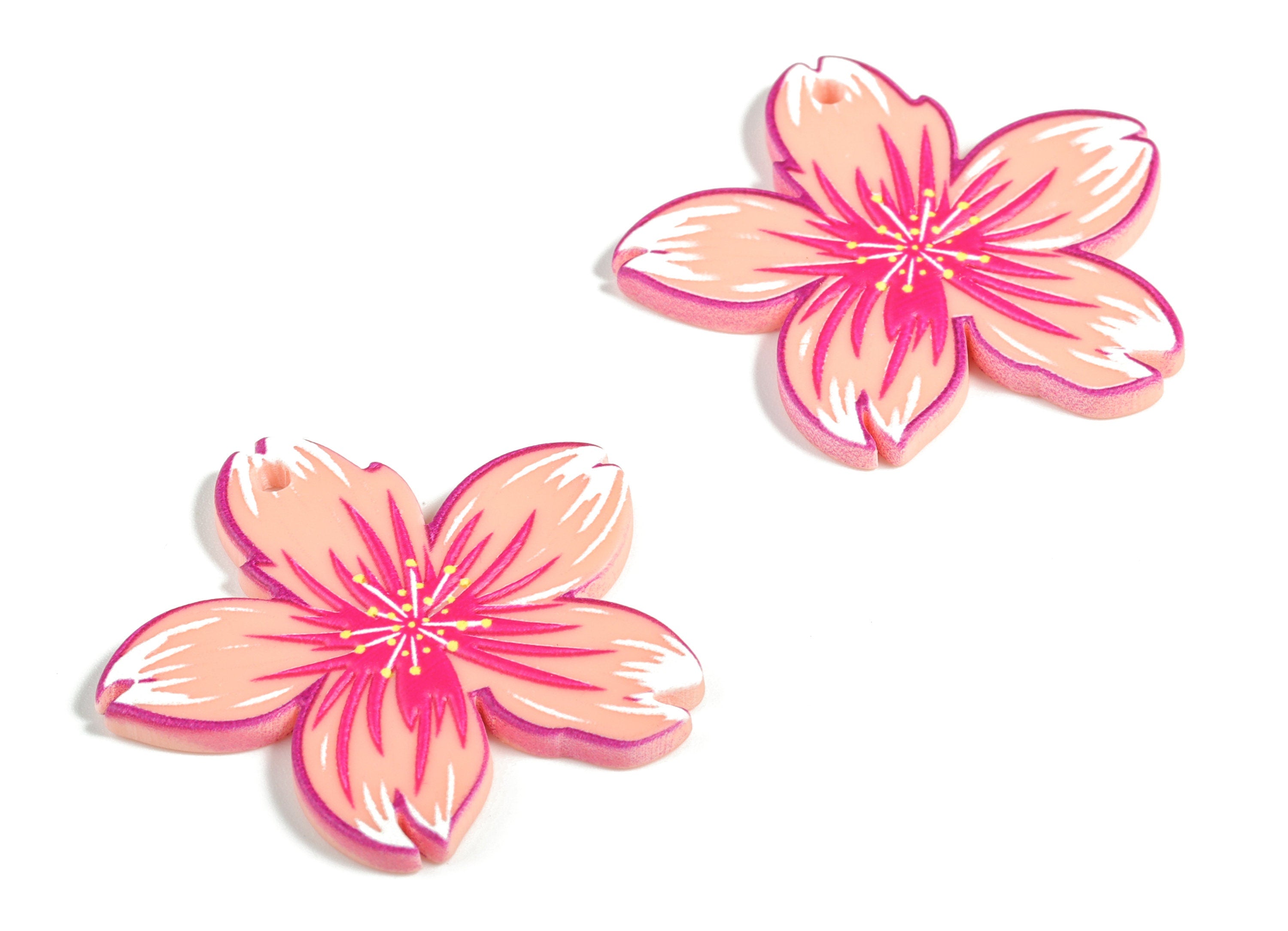 Acrylic Flower Earring Charms - Acrylic Flower Pendant - Earring Findings - Jewelry Making Supplies - 35.52x34.38x3.01mm - AC2227 - DOMEDBAZAAR