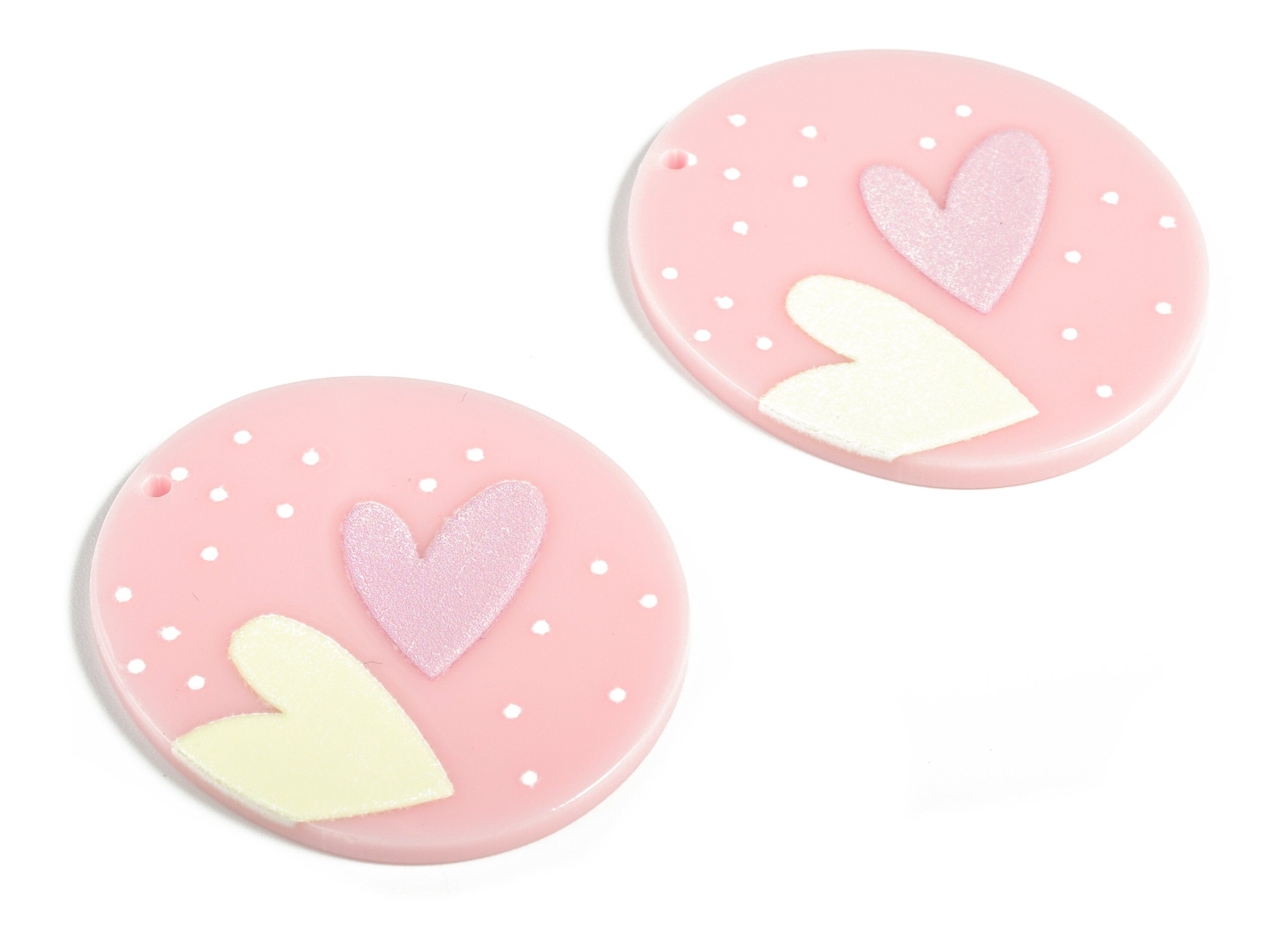 Acrylic Oval Heart Earring Charms - Acrylic Oval Heart Earrings - Earring Findings - Jewelry Making Supplies - 39.93x34.89x2.06mm - AC2224 - DOMEDBAZAAR