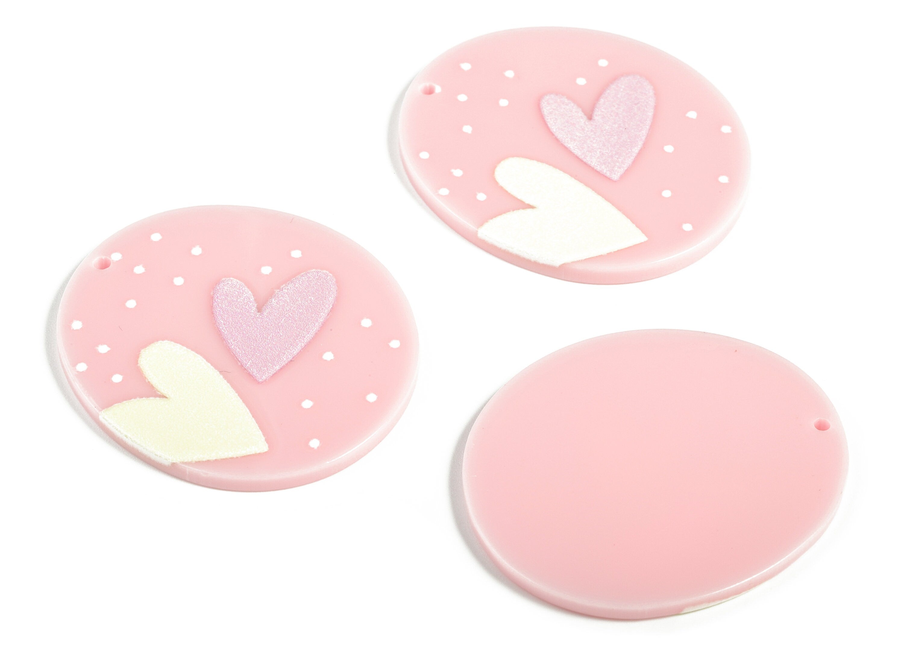 Acrylic Oval Heart Earring Charms - Acrylic Oval Heart Earrings - Earring Findings - Jewelry Making Supplies - 39.93x34.89x2.06mm - AC2224 - DOMEDBAZAAR