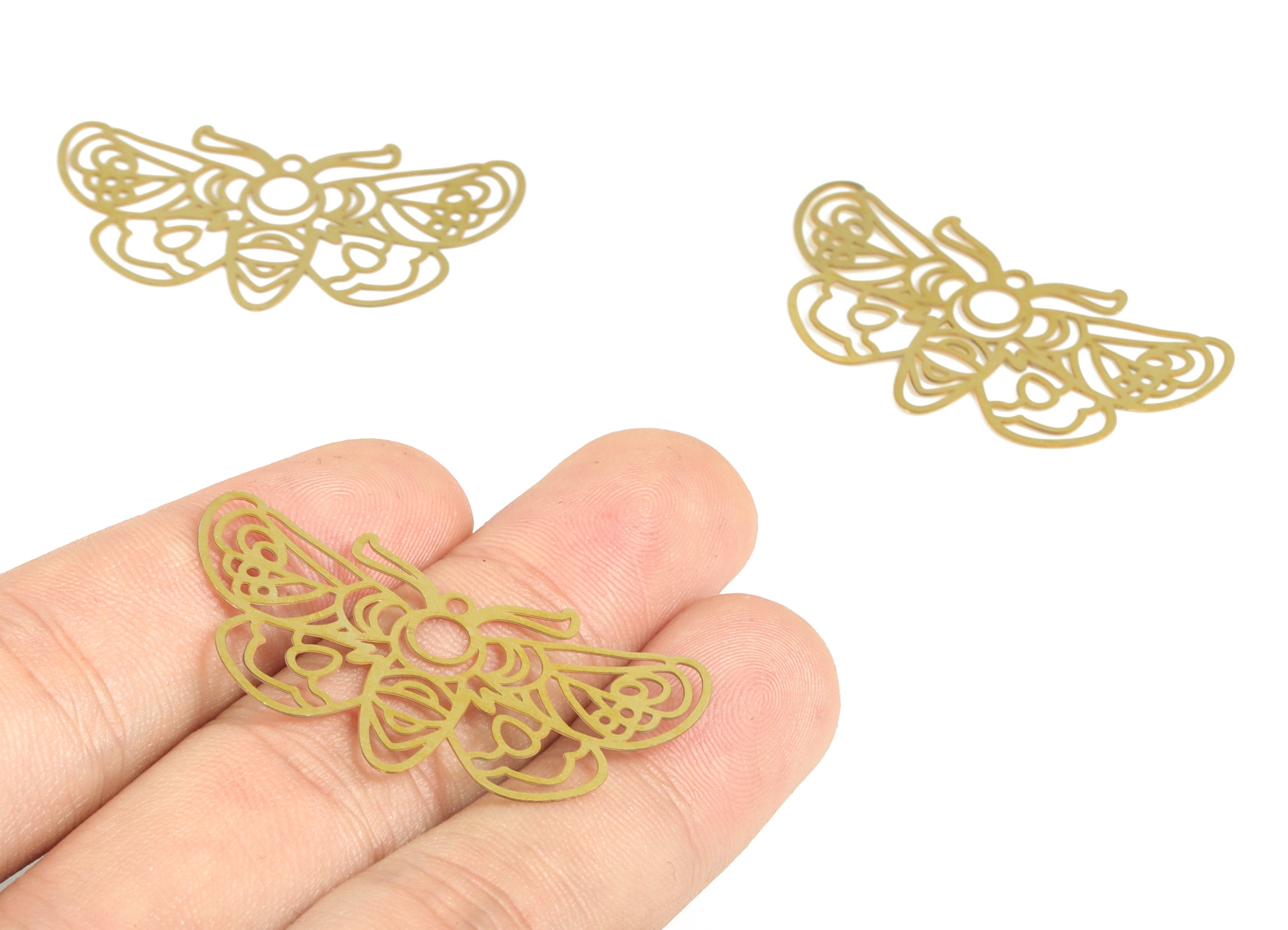 Brass Butterfly Earring Charms - Raw Brass Butterfly Pendant - Earring Findings - Jewellery Making Supplies - 41.61x22.90x0.29mm - JJB6623 - DOMEDBAZAAR