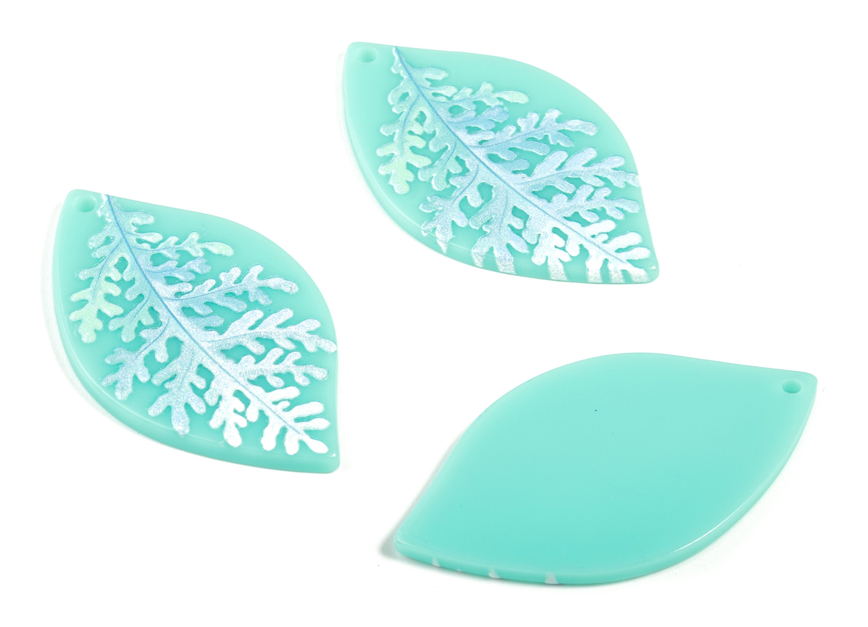 Acrylic Drop Earring Charms - Acrylic Leaves Drop Pandant - Earring Findings - Jewelry Supplies - 47.58x26.76x2.32mm - AC2158 - DOMEDBAZAAR