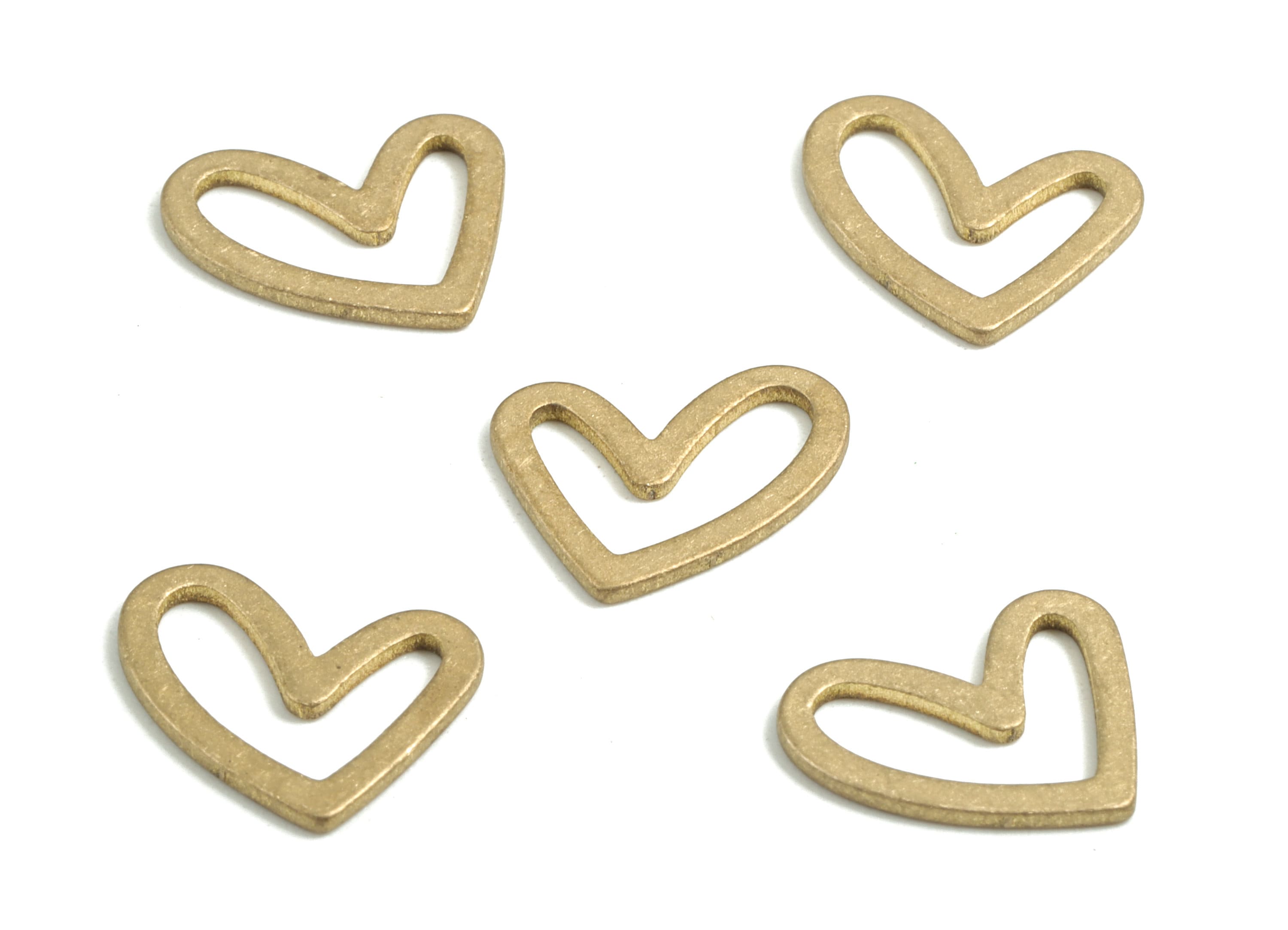 Brass Funky Heart Earring Charms - Raw Brass Heart Pendant - Hollow Heart Earring Charm - Jewelry Supplies - 13.77x11.06x0.96mm - PP3658 - DOMEDBAZAAR