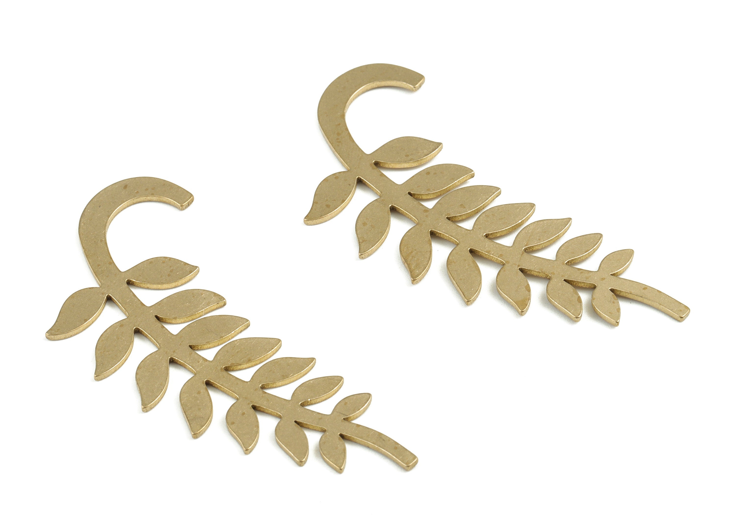 Brass Flower Spike Blank - Raw Brass Letter Flower Spike Blank - Brass Wallart Decoration - Jewelry Supplies - 54.56x23.35x0.94mm - PP3724 - DOMEDBAZAAR