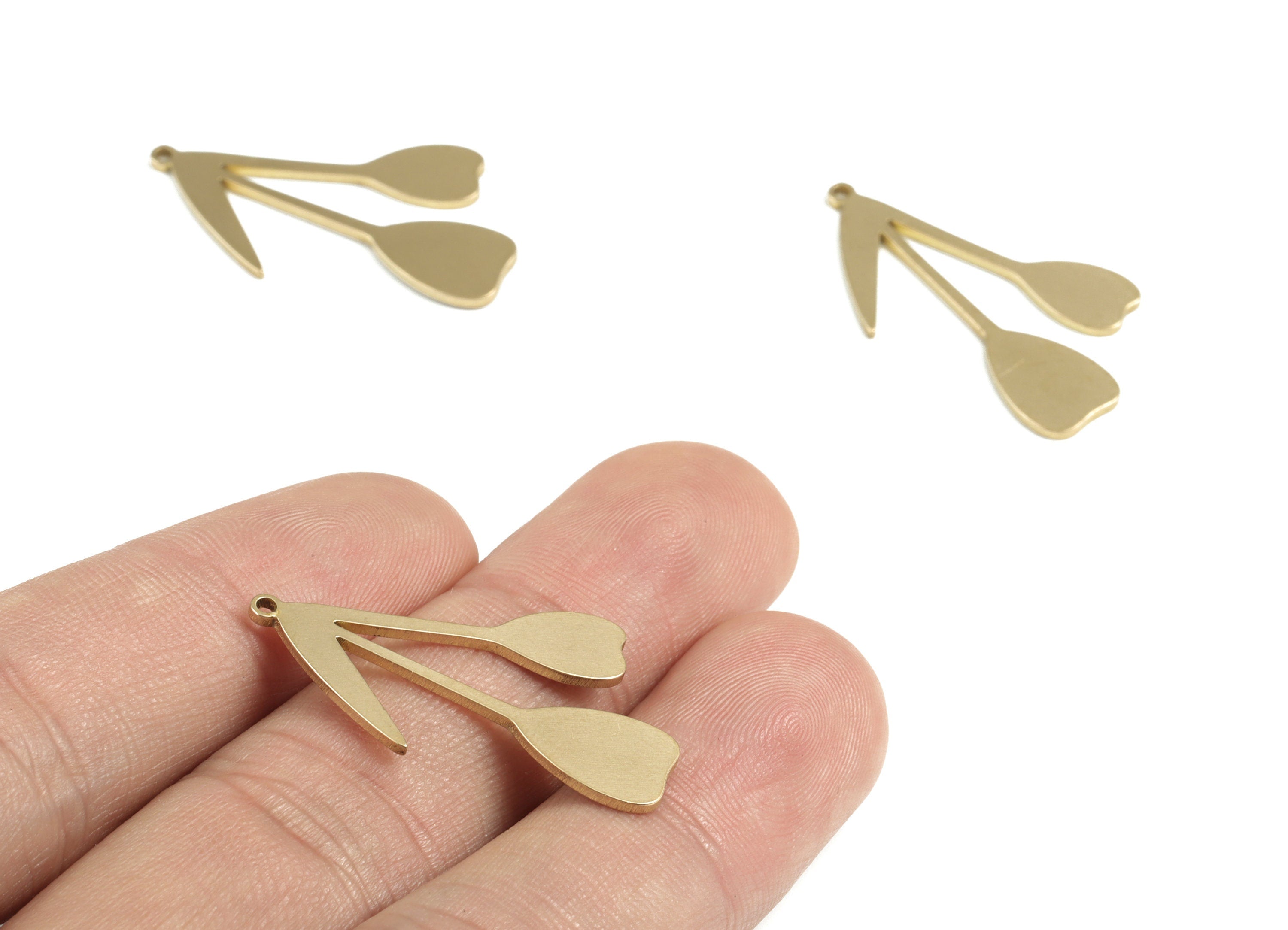 Brass Flower Earring Charms - Raw Brass Flower Pendant - Earring Findings - Jewelry Supplies - 31.26x20.29x1.01mm - PP3732 - DOMEDBAZAAR