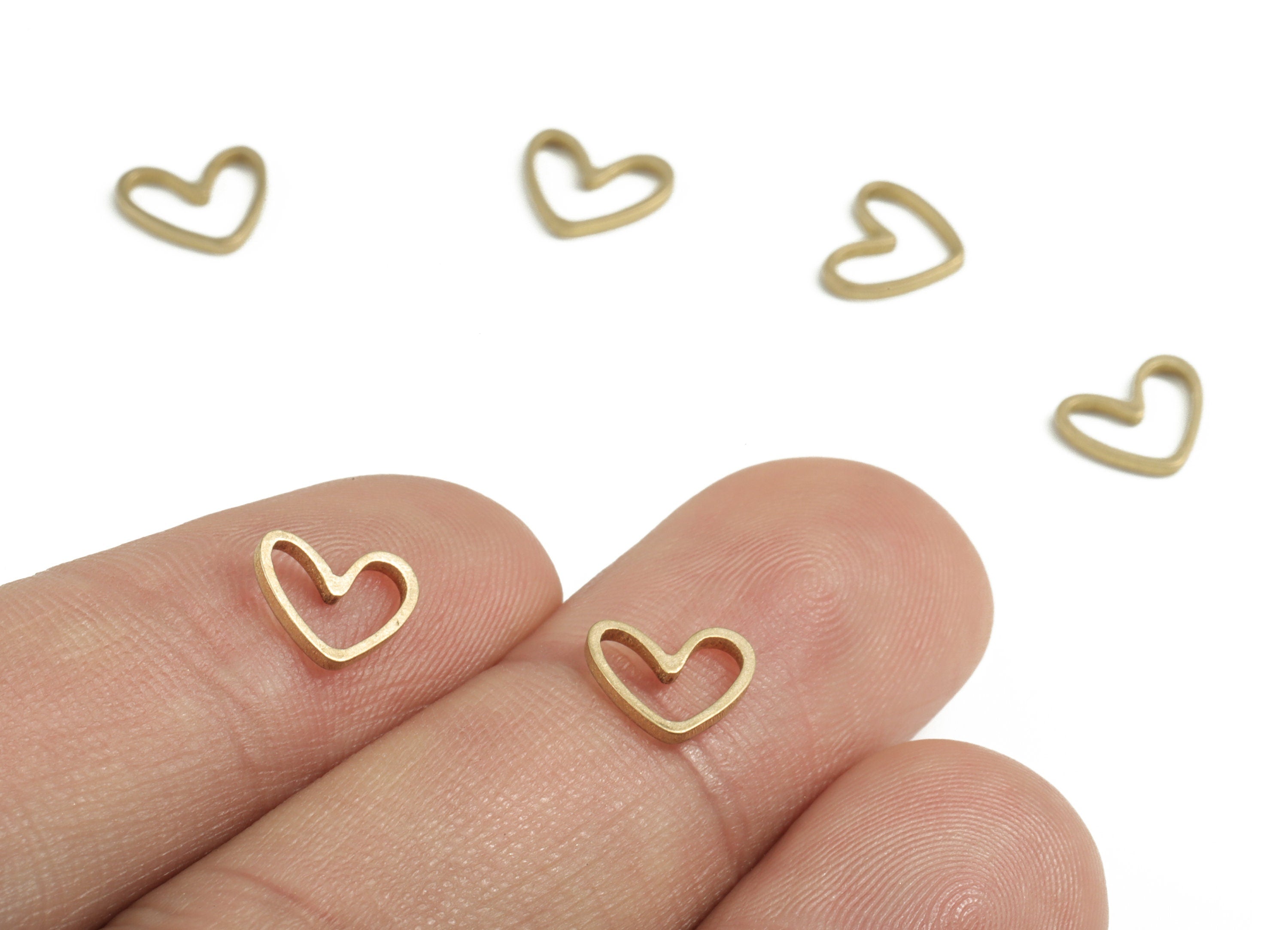 Brass Heart Earring Charms - Raw Brass Heart Pendant - Earring Findings - Jewelry Supplies - 6.92x8.34x0.95mm - PP3735 - DOMEDBAZAAR