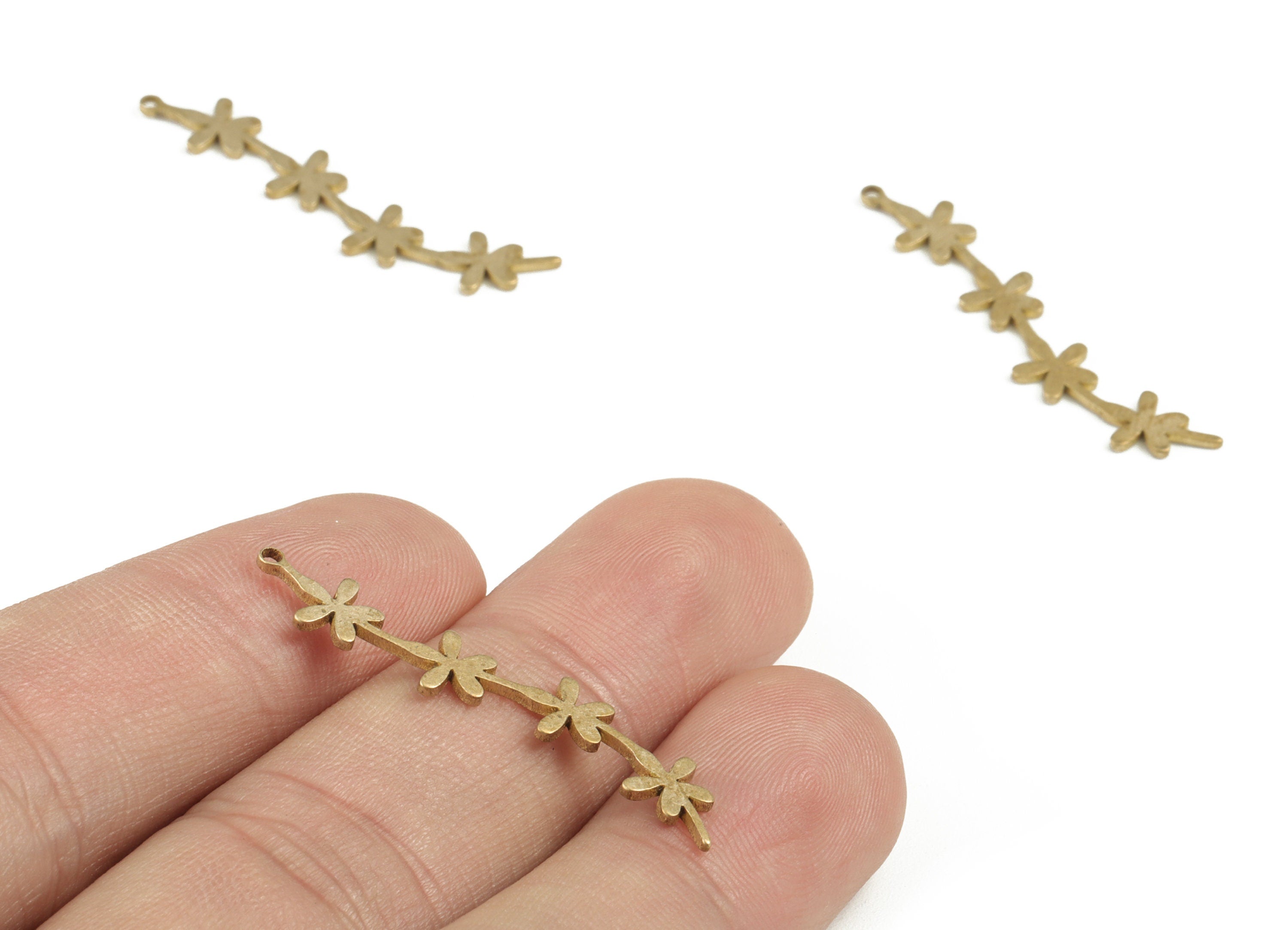 Brass Leaf Branch Earring Charms - Raw Brass Leaf Connector – Leaves Charm - Earring Findings - Jewelry Supplies - 35.49x6.17x0.9mm - PP3722 - DOMEDBAZAAR