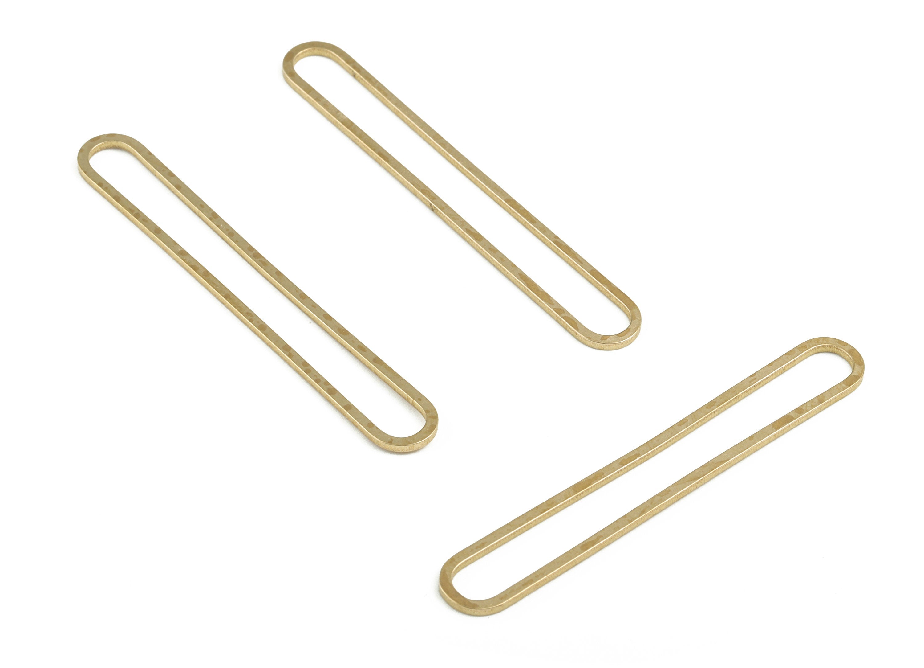 Brass Oval Earring Charms - Raw Brass Oval Pendant - Earring Findings - Jewelry Supplies - 50.28x6.82x0.96mm - PP3727 - DOMEDBAZAAR