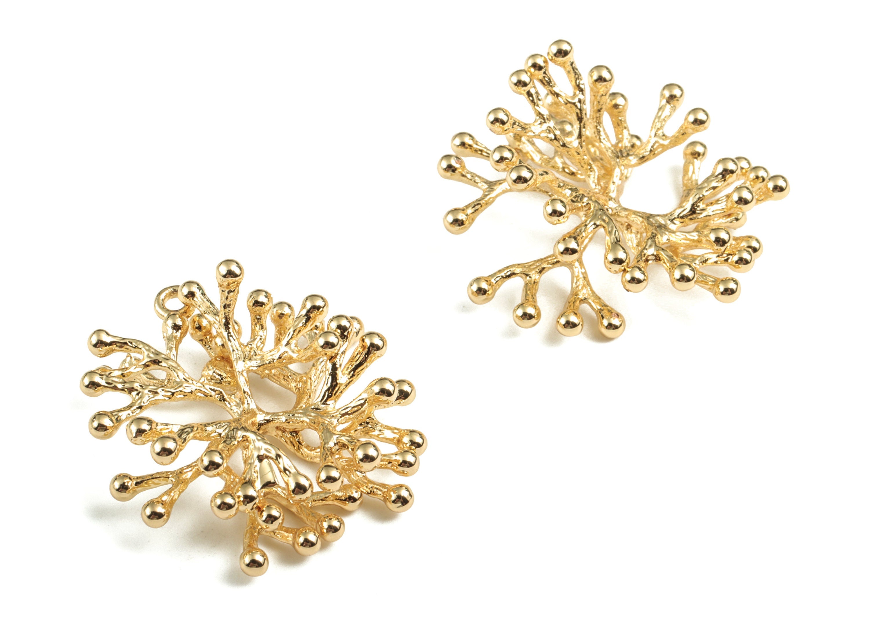 Brass Tree Earring Charms - Gold Tree Pendant - 18K Real Gold Plated Brass - Jewelry Supplies - 24.48x22.32x7.04mm - RGP2800 - DOMEDBAZAAR