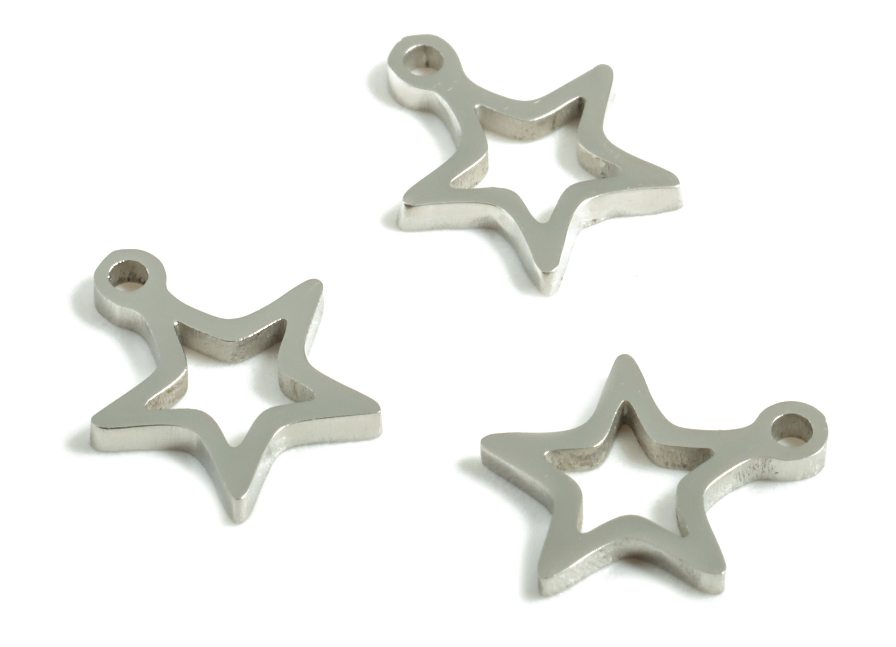 Stainless Steel Star Earring Charms - Stainless Steel Star Pendant - Jewelry Making Supplies - 8.86x7.41x0.98mm - SS1211 - DOMEDBAZAAR