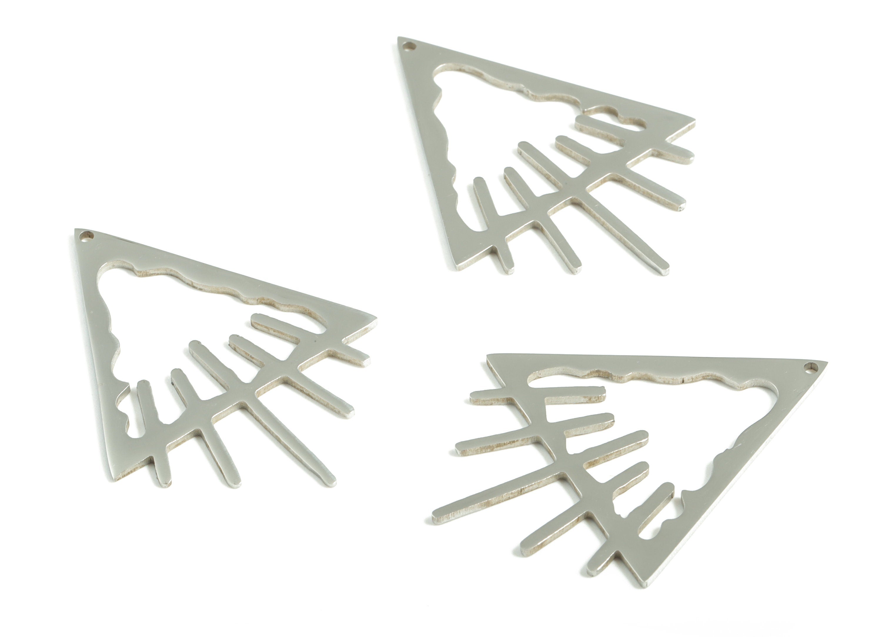 Stainless Steel Triangle Earring Charms - Stainless Steel Triangle Pendant - Jewelry Making Supplies - 38.66x28.96x0.99mm - SS1192 - DOMEDBAZAAR