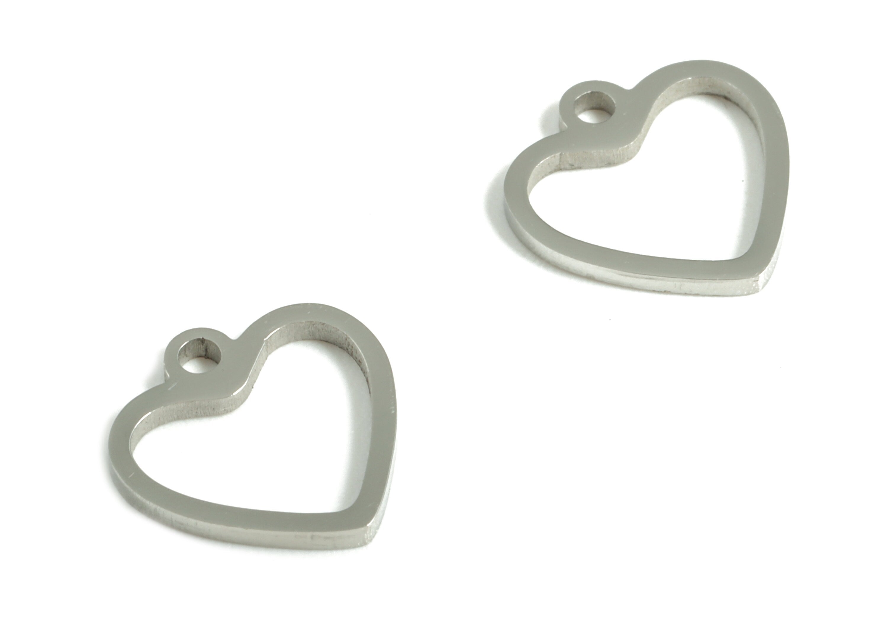 Stainless Steel Heart Earring Charms - Stainless Steel Heart Pendant - Jewelry Making Supplies - 9.82x9.81x0.95mm - SS1207 - DOMEDBAZAAR