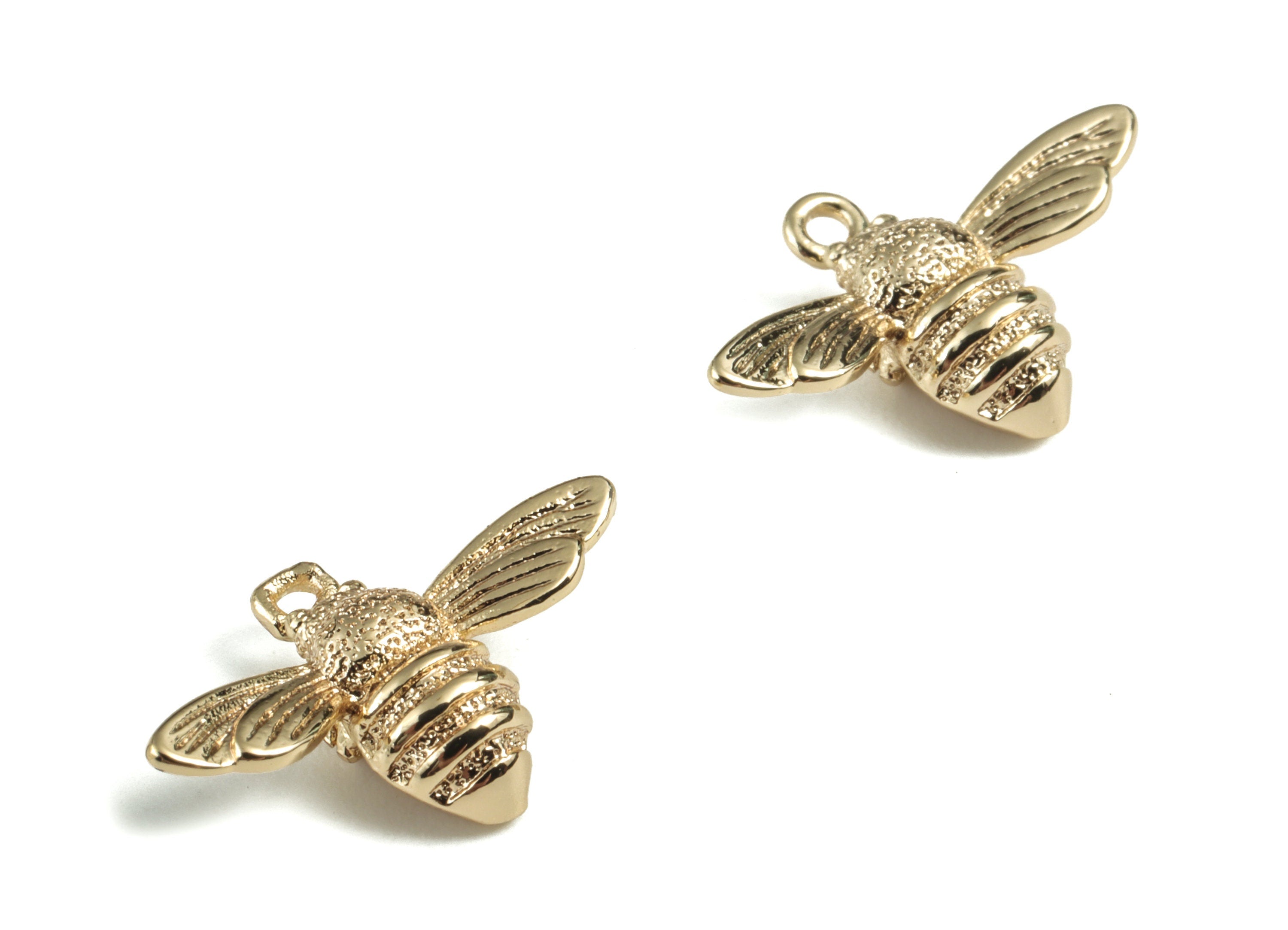 Brass Insect Earring Charms - Gold Insect Pendant - 18K Real Gold Plated Brass - Jewelry Supplies - 17.46x11.56x4.24mm - RGP2795 - DOMEDBAZAAR