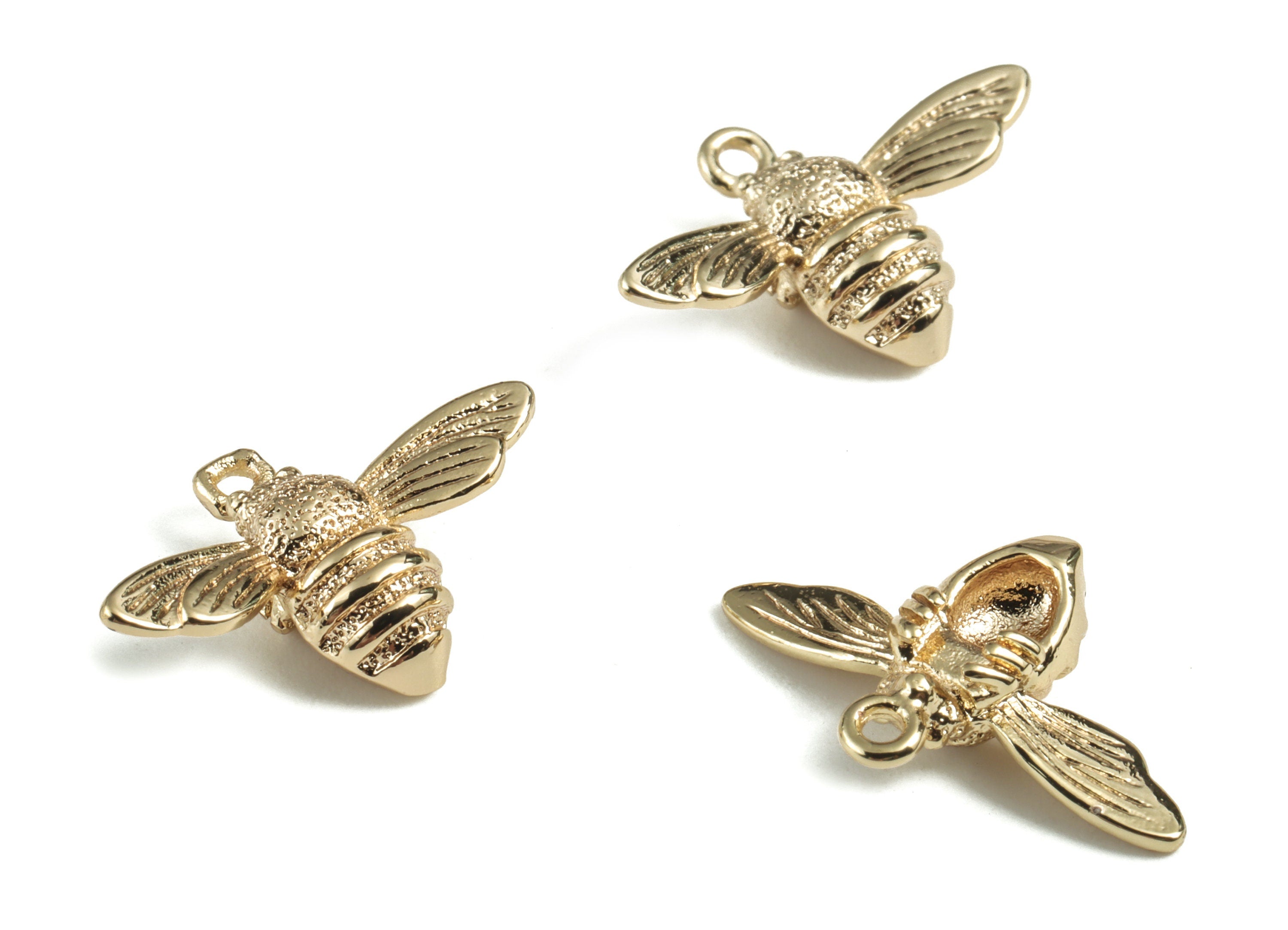 Brass Insect Earring Charms - Gold Insect Pendant - 18K Real Gold Plated Brass - Jewelry Supplies - 17.46x11.56x4.24mm - RGP2795 - DOMEDBAZAAR
