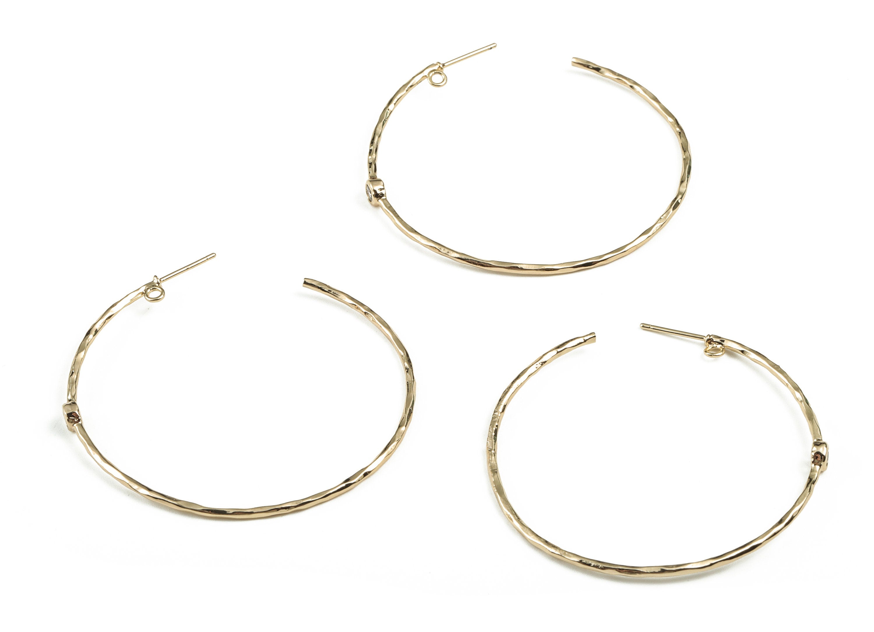 Brass Big C Earring Stud With Zircon - Gold Big C Earring Stud - 18K Real Gold Plated - 316 Stainless Steel - 50.3x4.29x2.49mm - RGP2784 - DOMEDBAZAAR