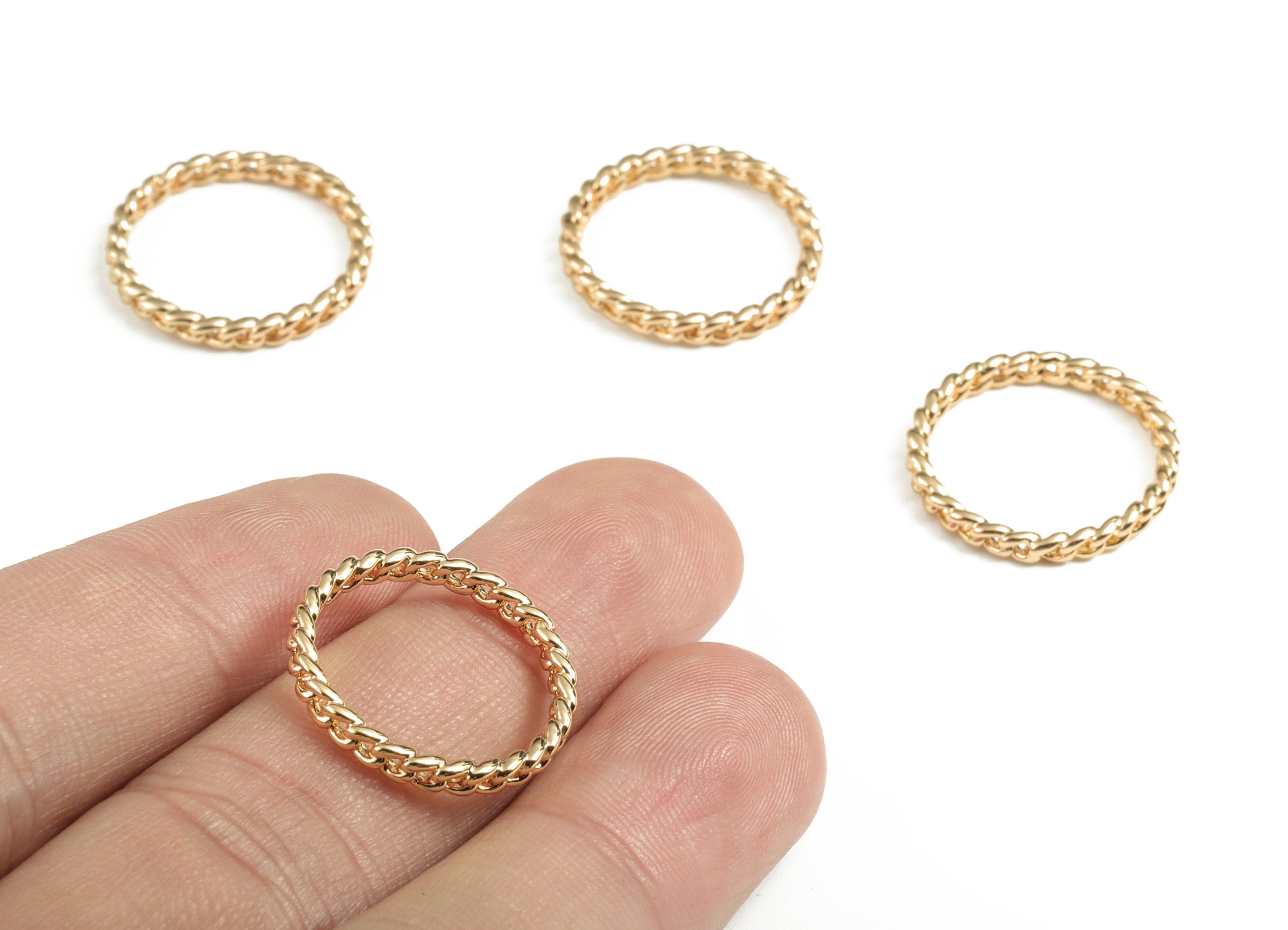 Brass Circle Ring Earring Charms - Gold Circle Pendant - 18K Real Gold Plated Brass - 20.22x20.22x2.5mm - RGP2789 - DOMEDBAZAAR