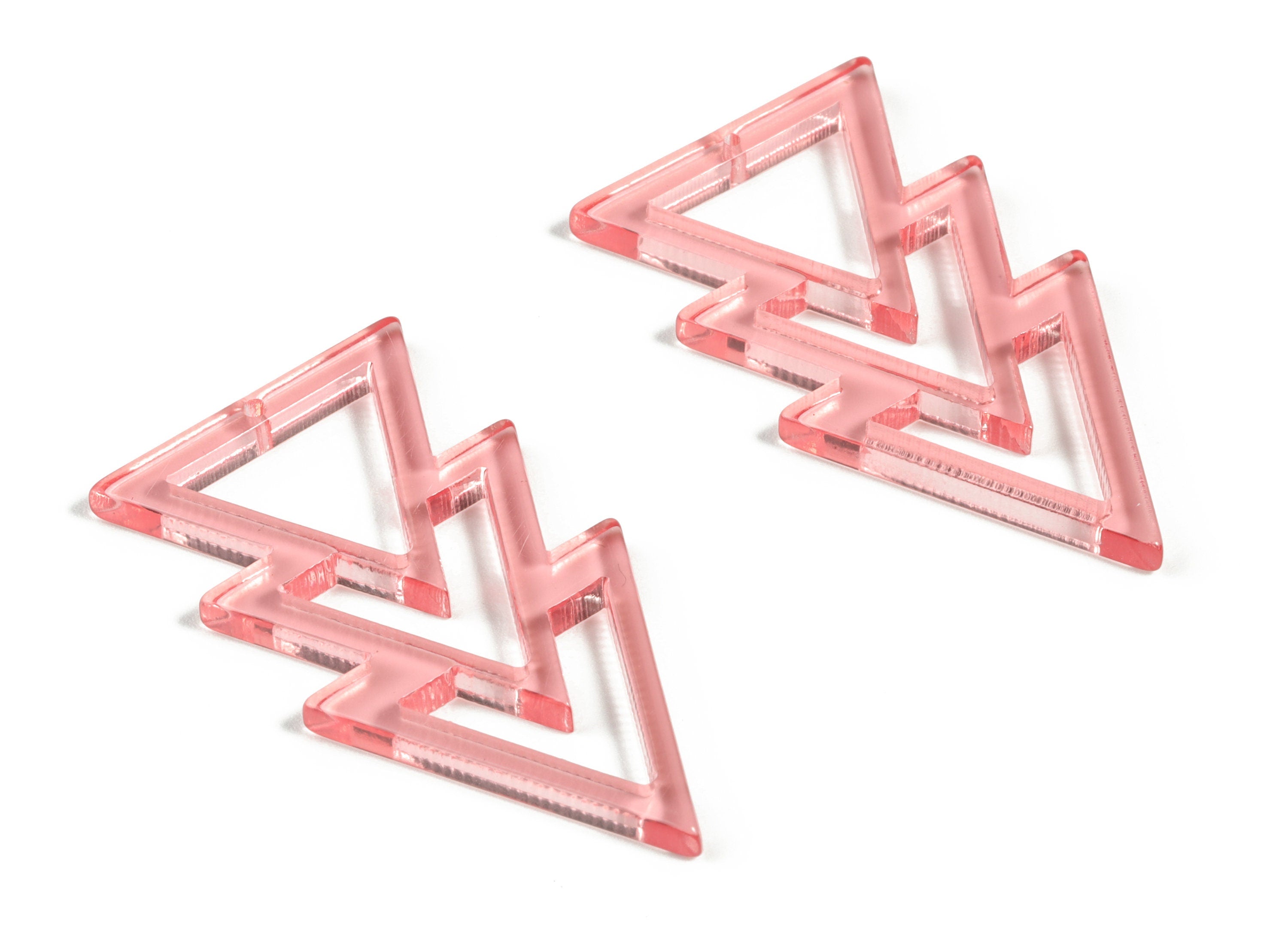 Acrylic Triangles Earring Charms - Acrylic Pink Triangles Pendant - Jewelry Supplies - Color Code:A465 - 46.06x23.47x2.94mm - AC2173-A465 - DOMEDBAZAAR