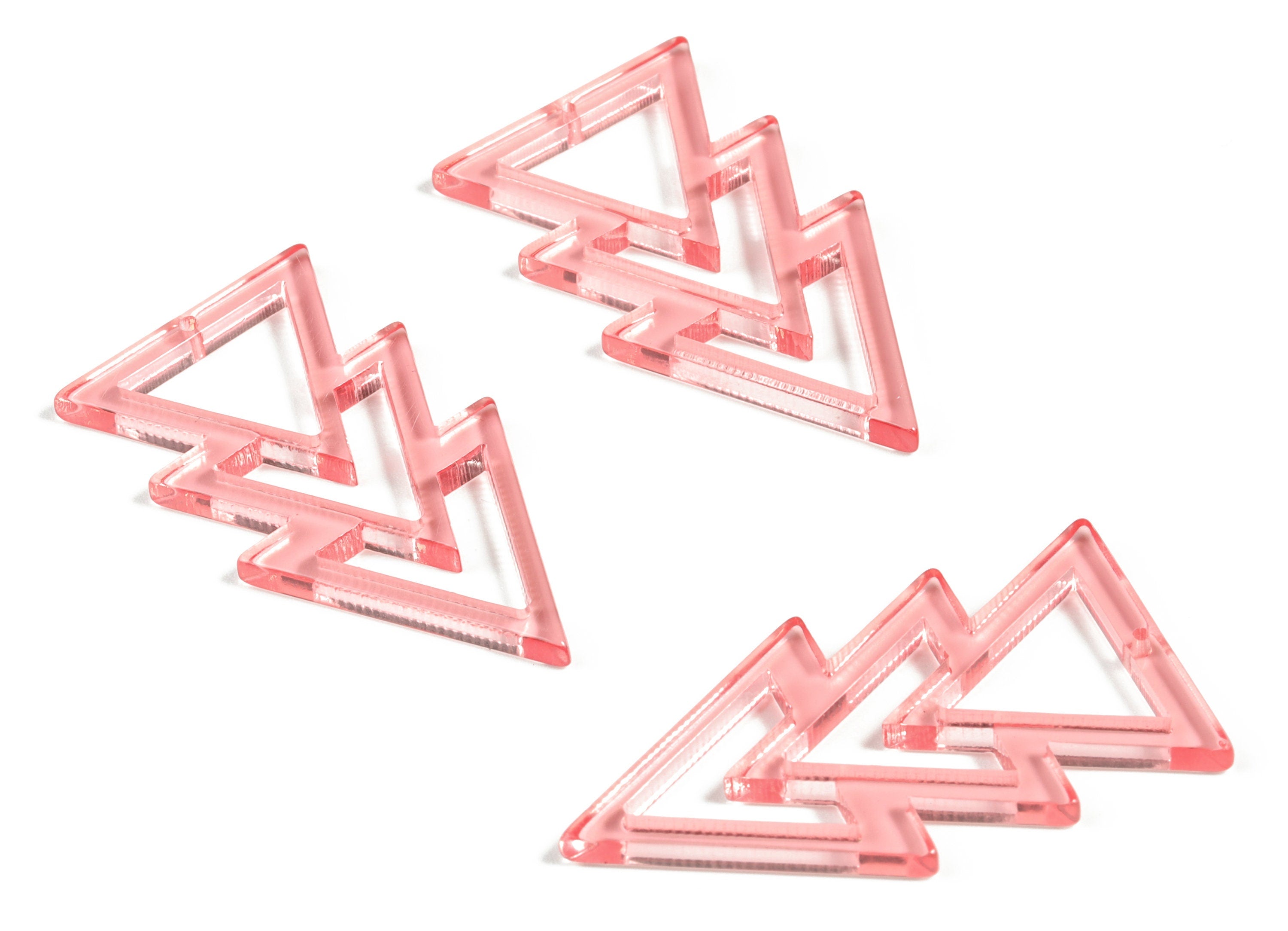 Acrylic Triangles Earring Charms - Acrylic Pink Triangles Pendant - Jewelry Supplies - Color Code:A465 - 46.06x23.47x2.94mm - AC2173-A465 - DOMEDBAZAAR