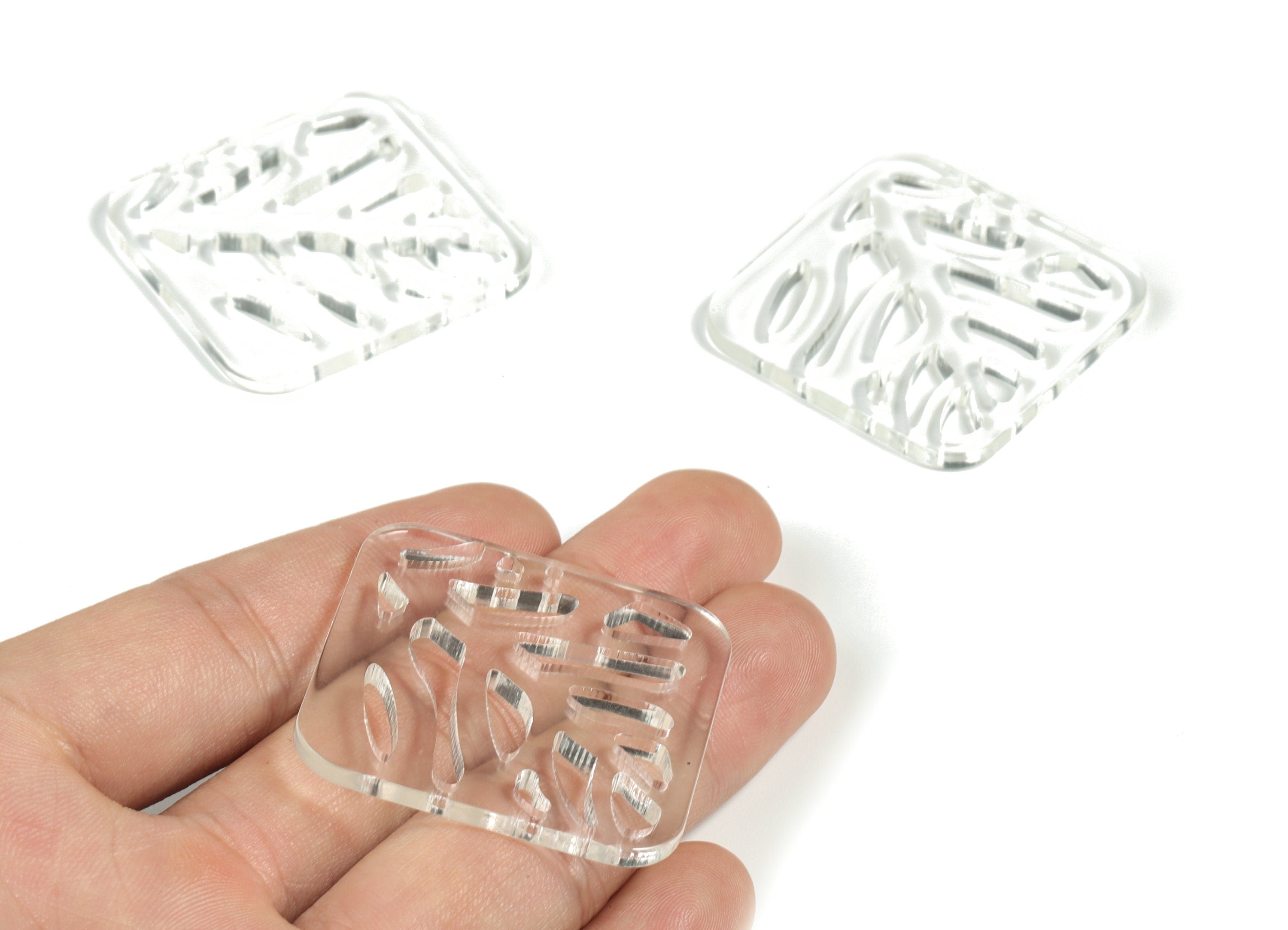 Acrylic Square Leaves Earring Connector - Acrylic Square Leaves Charms - Jewelry Supplies - Color Code:A63 - 39.65x39.49x2.86mm - AC2177-A63 - DOMEDBAZAAR