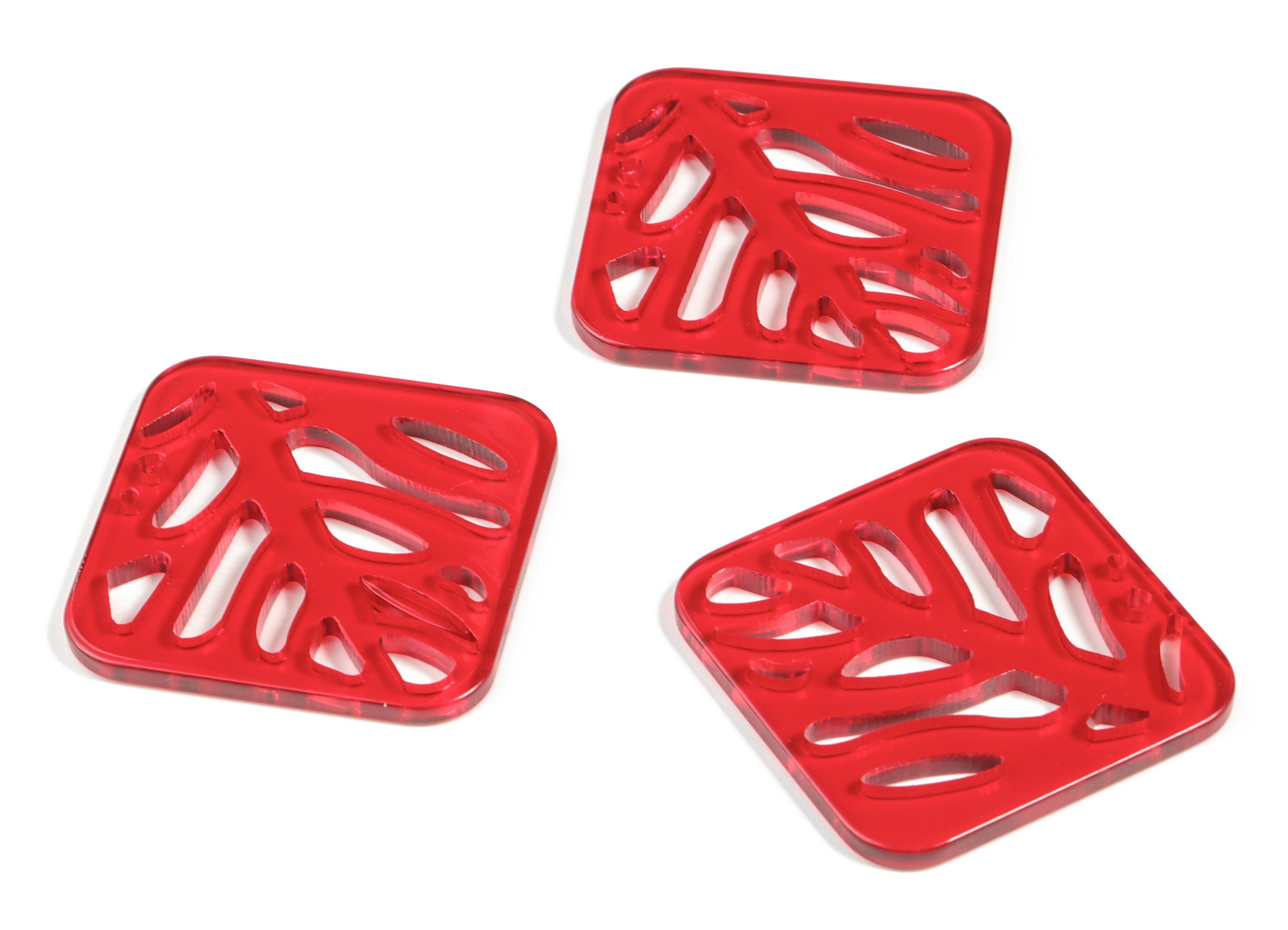 Acrylic Square Leaves Earring Connector - Acrylic Square Leaves Charms - Jewelry Supplies - Color Code:A479 - 39.8x39.6x2.79mm - AC2177-A479 - DOMEDBAZAAR