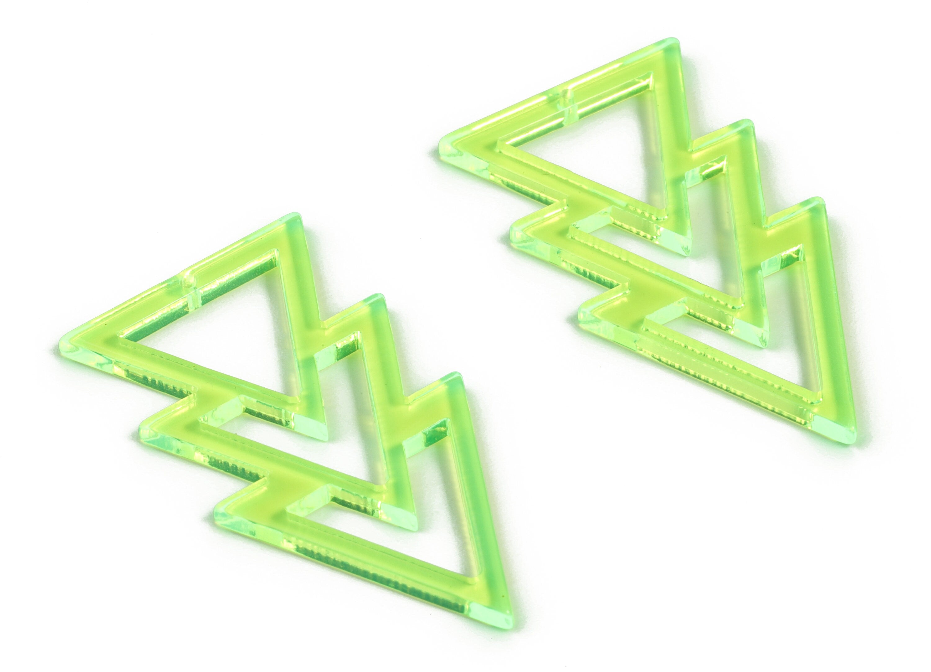 Acrylic Triangles Earring Charms - Acrylic Green Triangles Pendant - Jewelry Supplies - Color Code:A348 - 45.88x24.32x2.46mm - AC2173-A348 - DOMEDBAZAAR