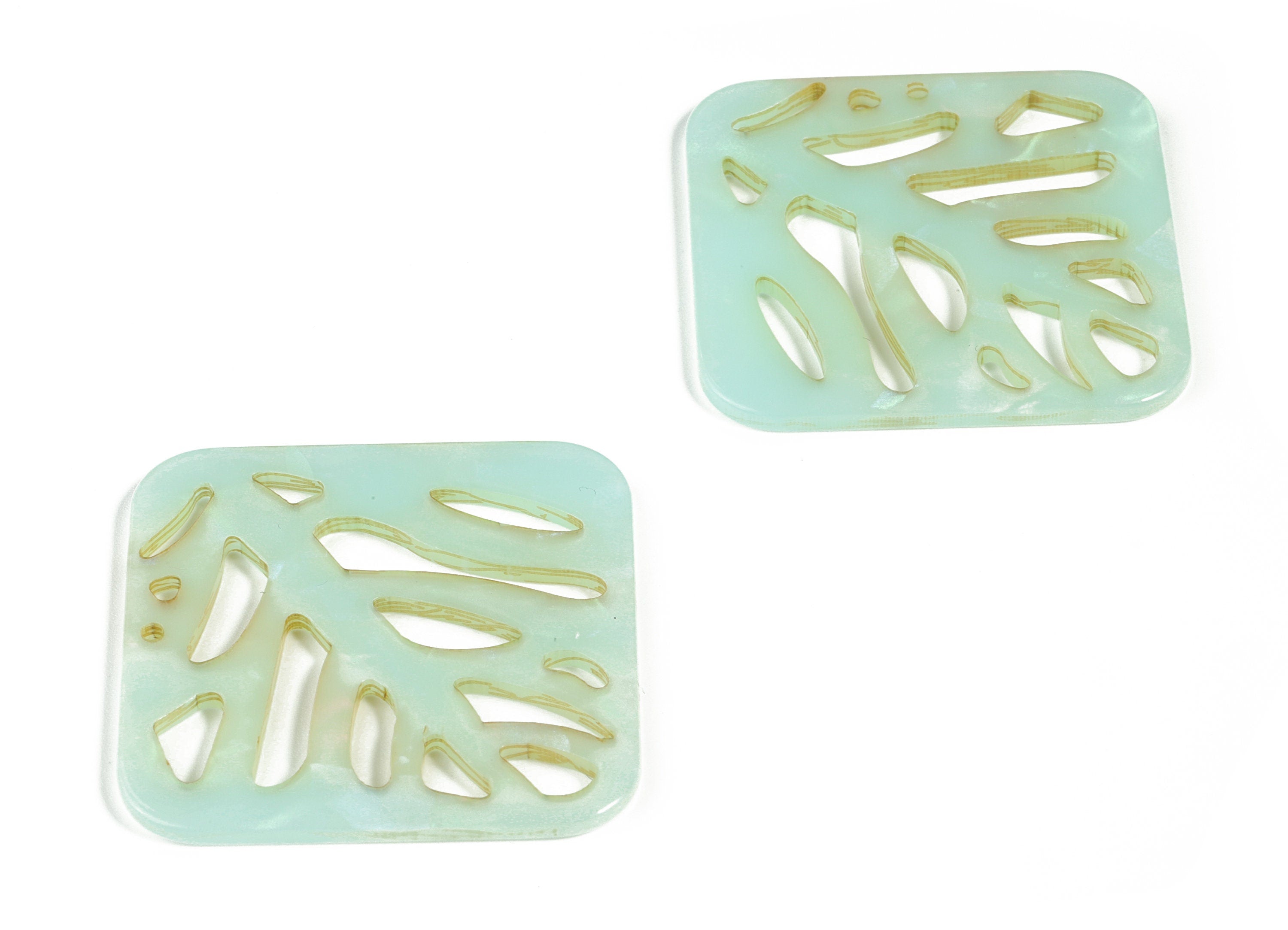 Acrylic Square Leaves Earring Connector - Acrylic Square Leaves Charms - Jewelry Supplies - Color Code:A236 - 39.6x39.57x2.5mm - AC2177-A236 - DOMEDBAZAAR