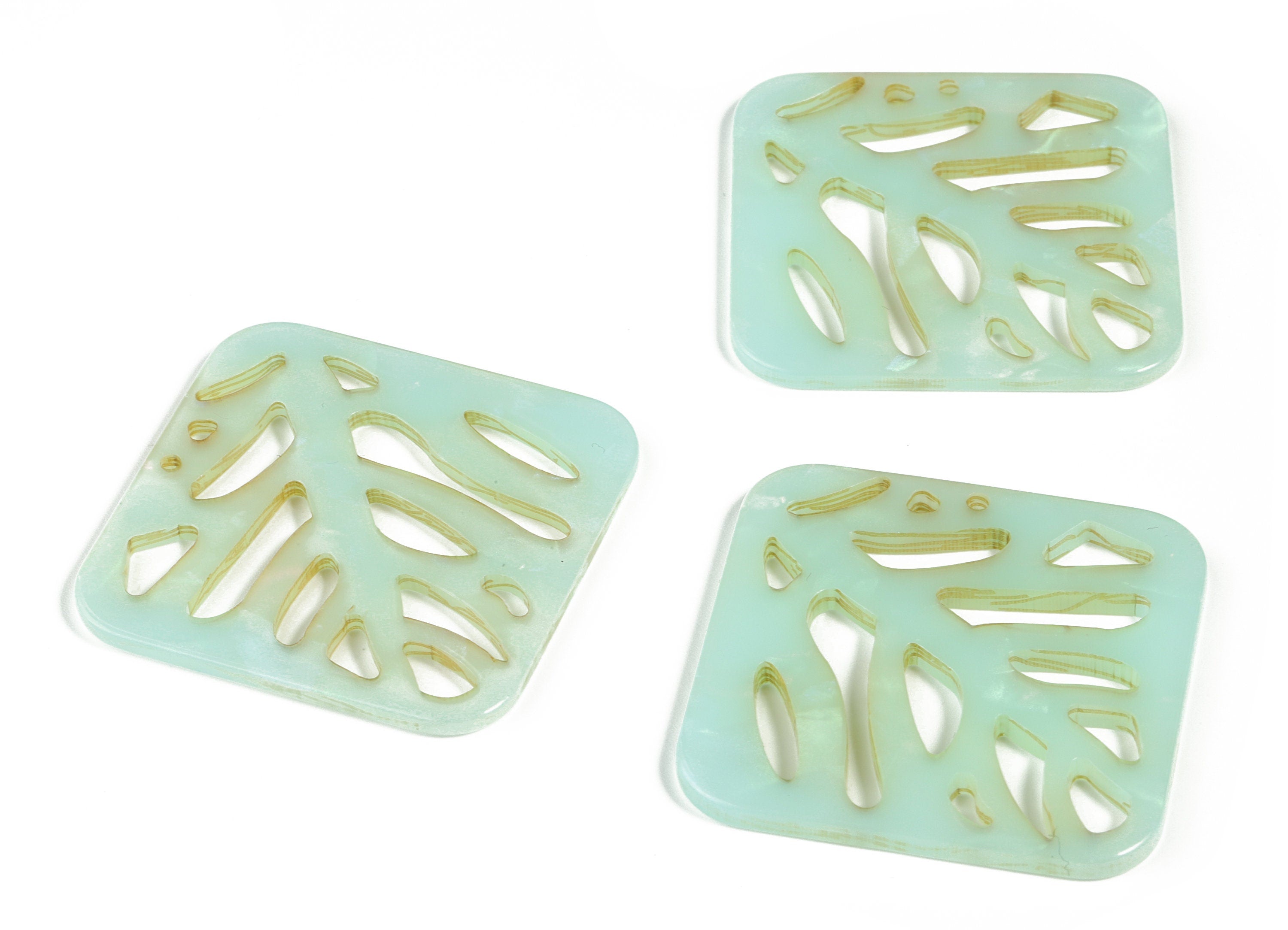 Acrylic Square Leaves Earring Connector - Acrylic Square Leaves Charms - Jewelry Supplies - Color Code:A236 - 39.6x39.57x2.5mm - AC2177-A236 - DOMEDBAZAAR