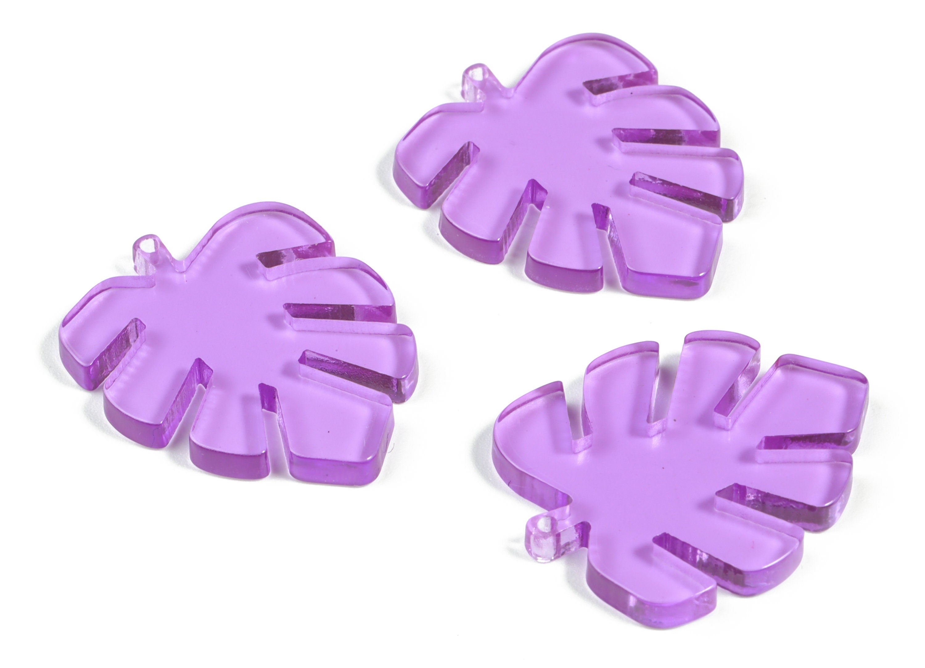 Acrylic Leaf Earring Charms - Acrylic Purple Leaf Pendant - Jewelry Supplies - Color Code:A480 - 31.24x27.08x2.96mm - AC1087-A480 - DOMEDBAZAAR