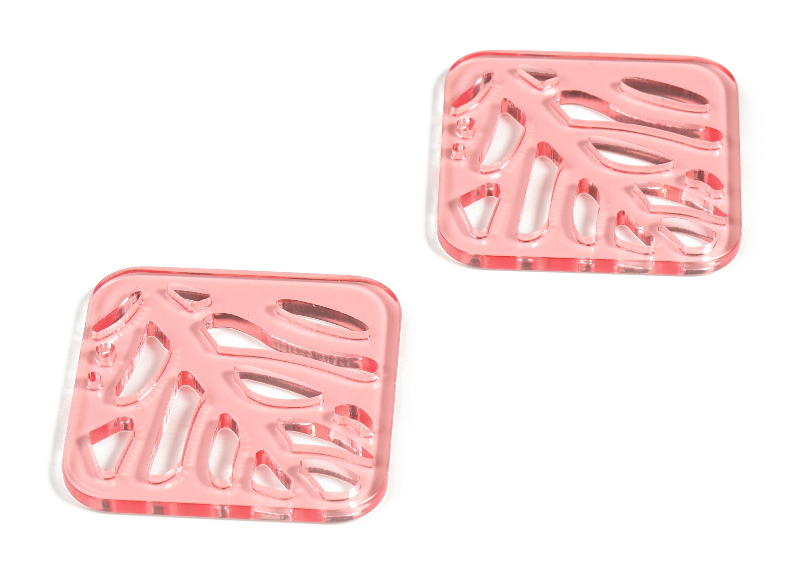 Acrylic Square Leaves Earring Connector - Acrylic Square Leaves Charms - Jewelry Supplies - Color Code:A465 - 39.78x39.6x3.1mm - AC2177-A465 - DOMEDBAZAAR