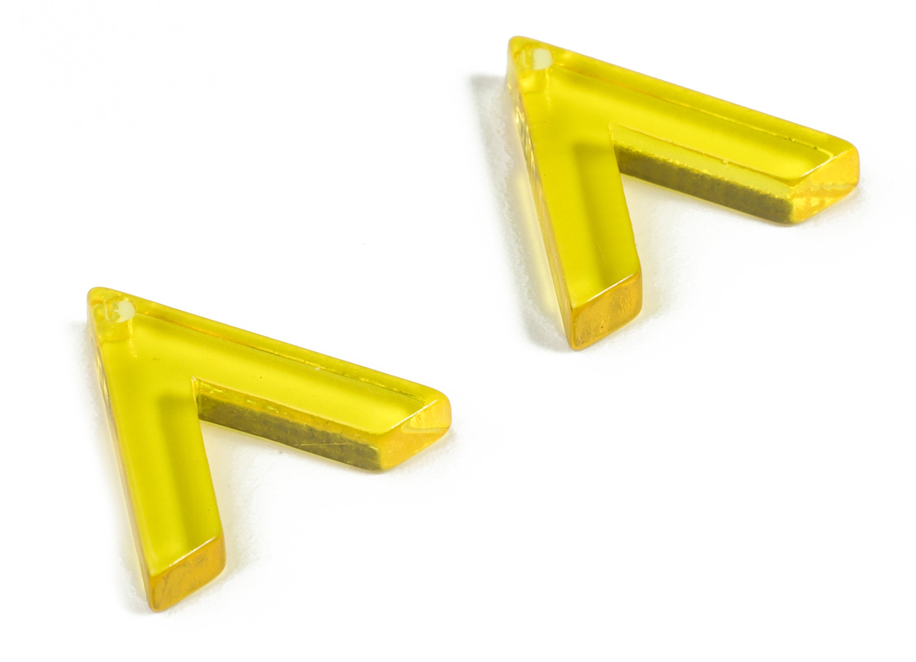 Acrylic Triangle Earring Charms - Acrylic Yellow Triangle Pendant - Jewelry Supplies - Color Code:A481 - 13.93x14.78x3.03mm - AC2178-A481 - DOMEDBAZAAR