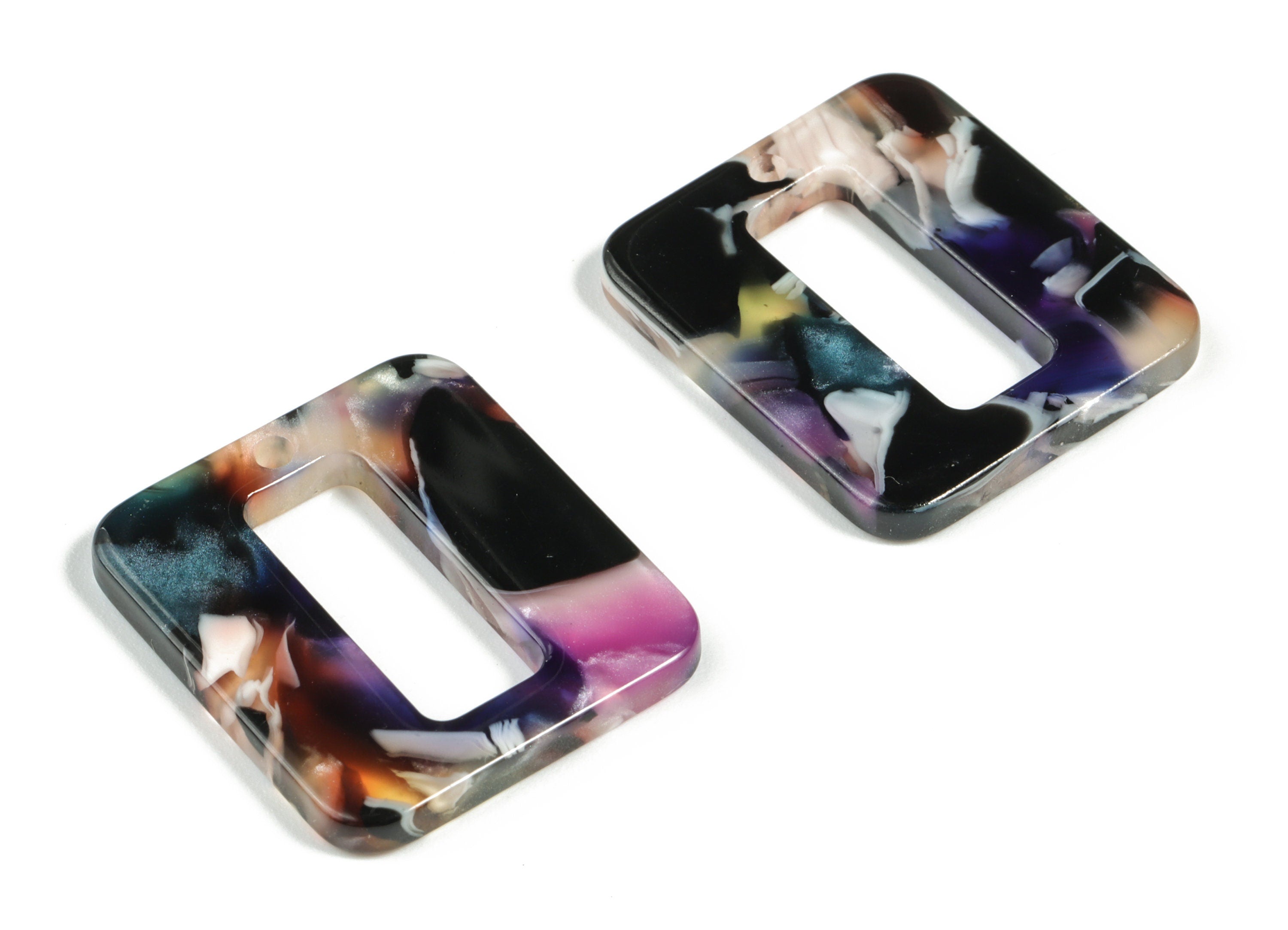 Acetate Square Earring Charms - Rectangle Pendant - Earring Finding - Jewelry Supplies - Color Code:A11 - 24.7x21.86x2.62mm - AC2184-A11 - DOMEDBAZAAR