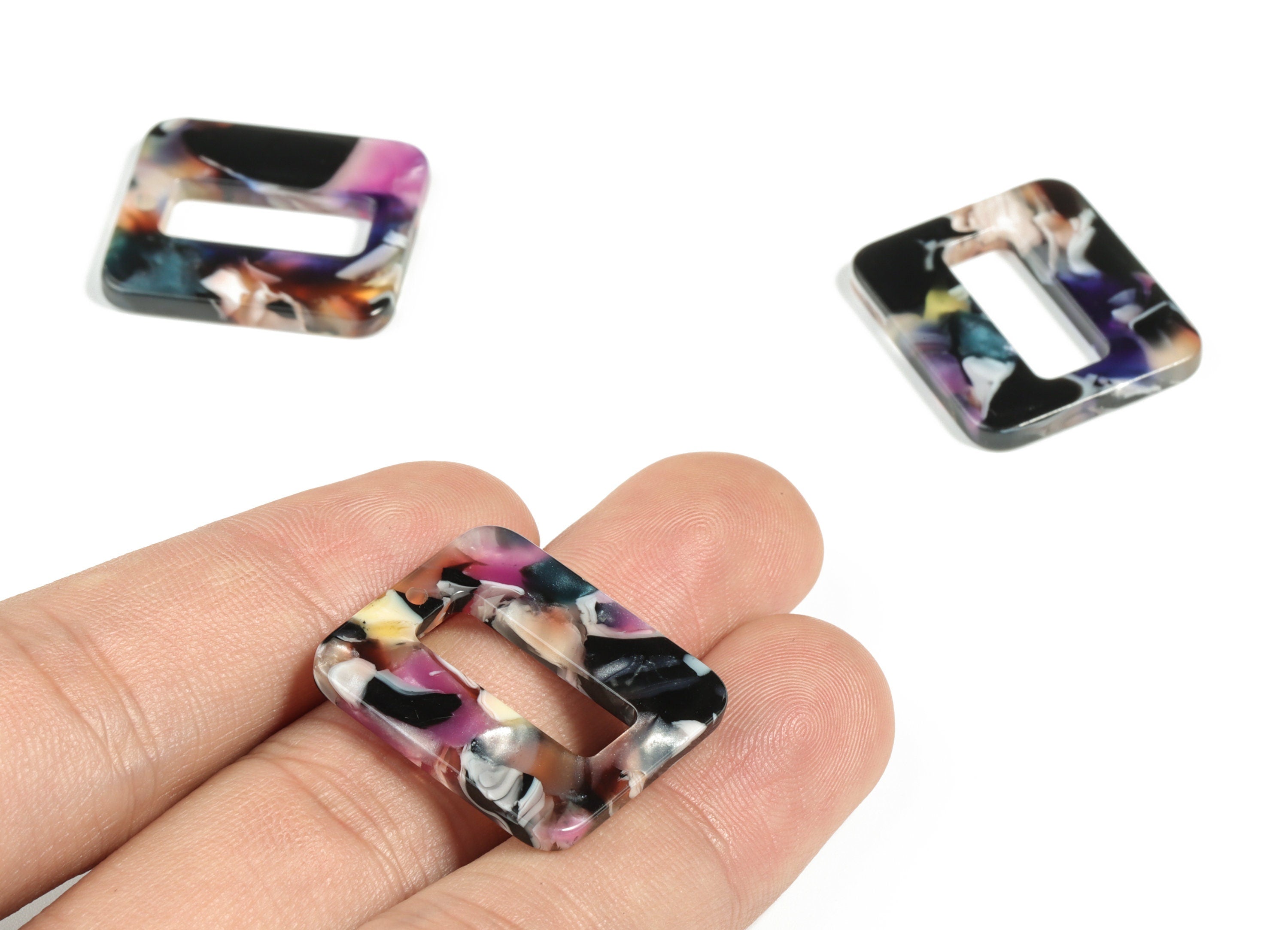 Acetate Square Earring Charms - Rectangle Pendant - Earring Finding - Jewelry Supplies - Color Code:A11 - 24.7x21.86x2.62mm - AC2184-A11 - DOMEDBAZAAR