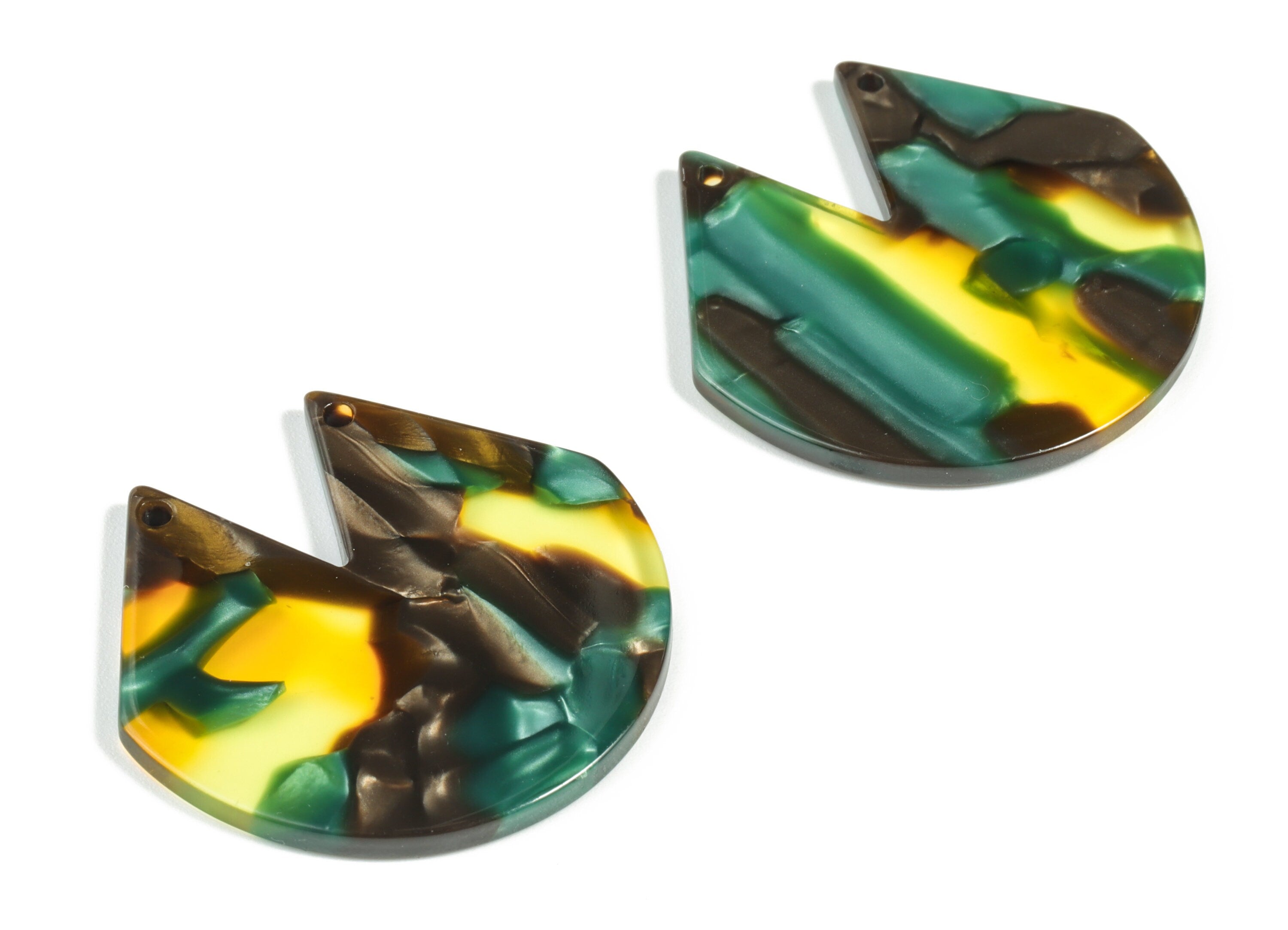 Acetate V Earring Connector - Acetate Semi circle Charms - 2 Holes - Jewelry Supplies - Color Code:A513 - 34.92x34.95x2.59mm - AC2180-A513 - DOMEDBAZAAR