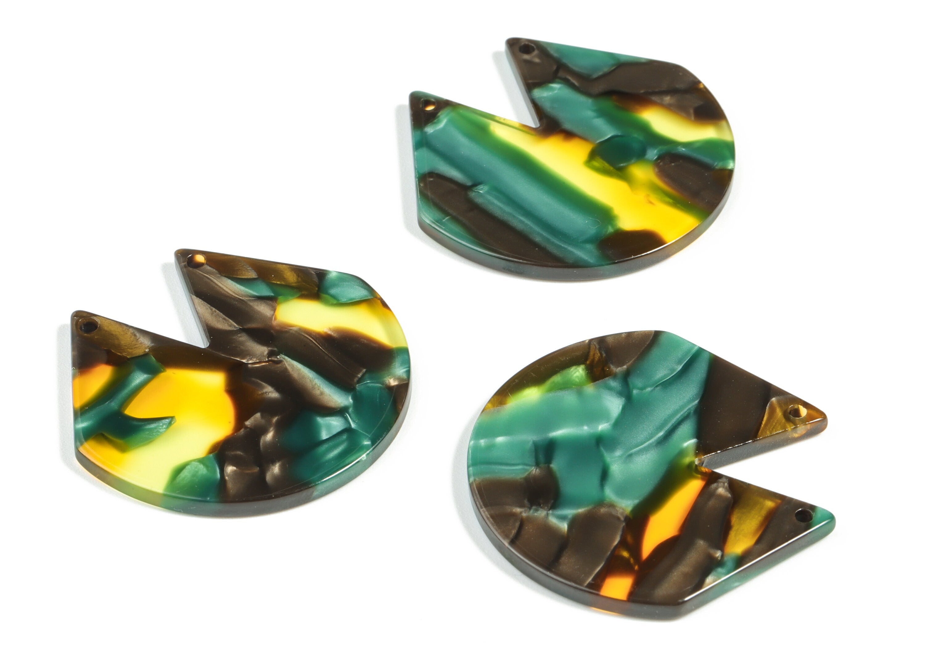 Acetate V Earring Connector - Acetate Semi circle Charms - 2 Holes - Jewelry Supplies - Color Code:A513 - 34.92x34.95x2.59mm - AC2180-A513 - DOMEDBAZAAR