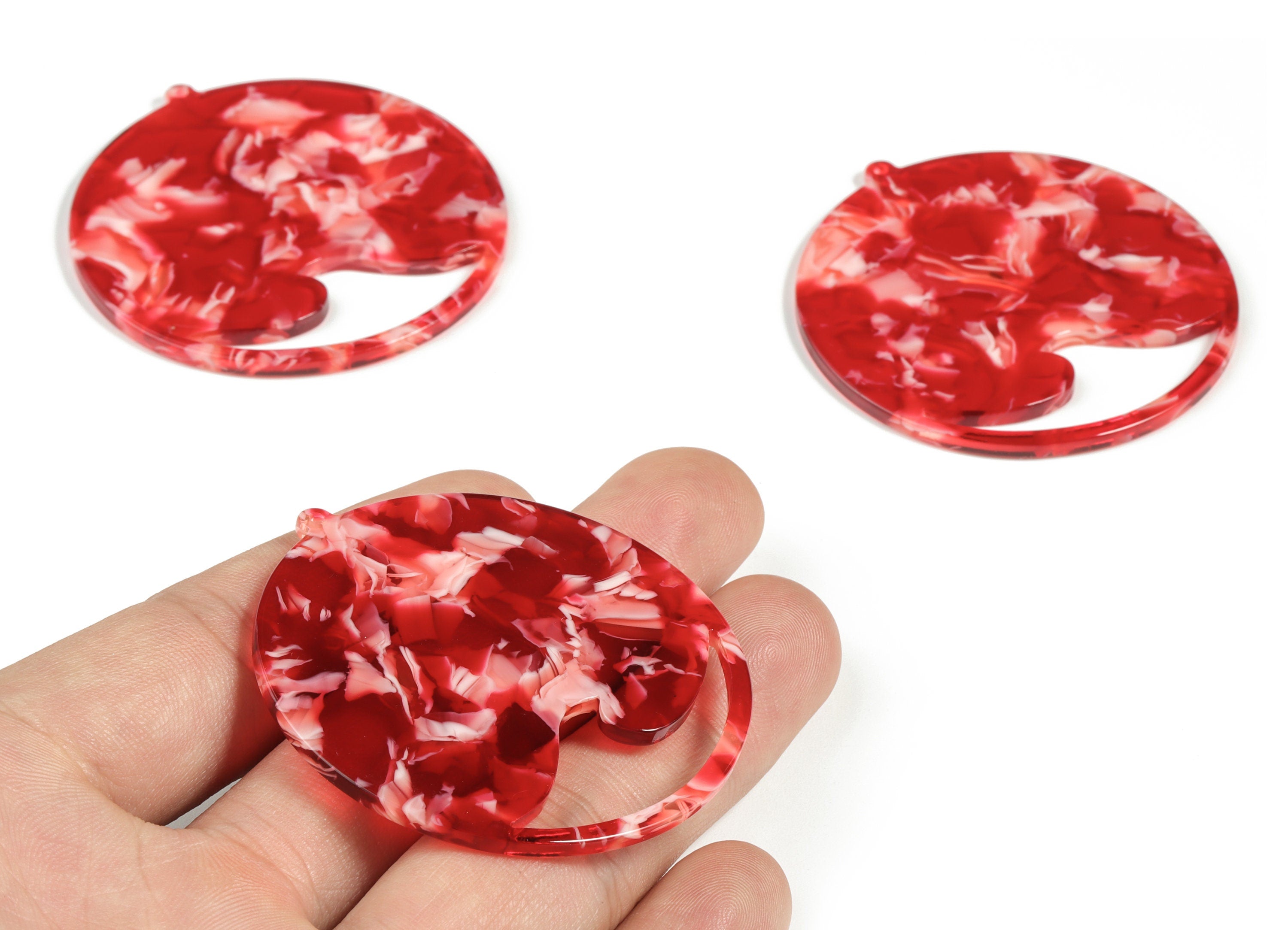 Acetate Round Wave Earring Charms - Circle Pendant - Earring Finding - Jewelry Supplies - Color Code:A29 - 53.2x50.64x2.57mm - AC2194-A29 - DOMEDBAZAAR