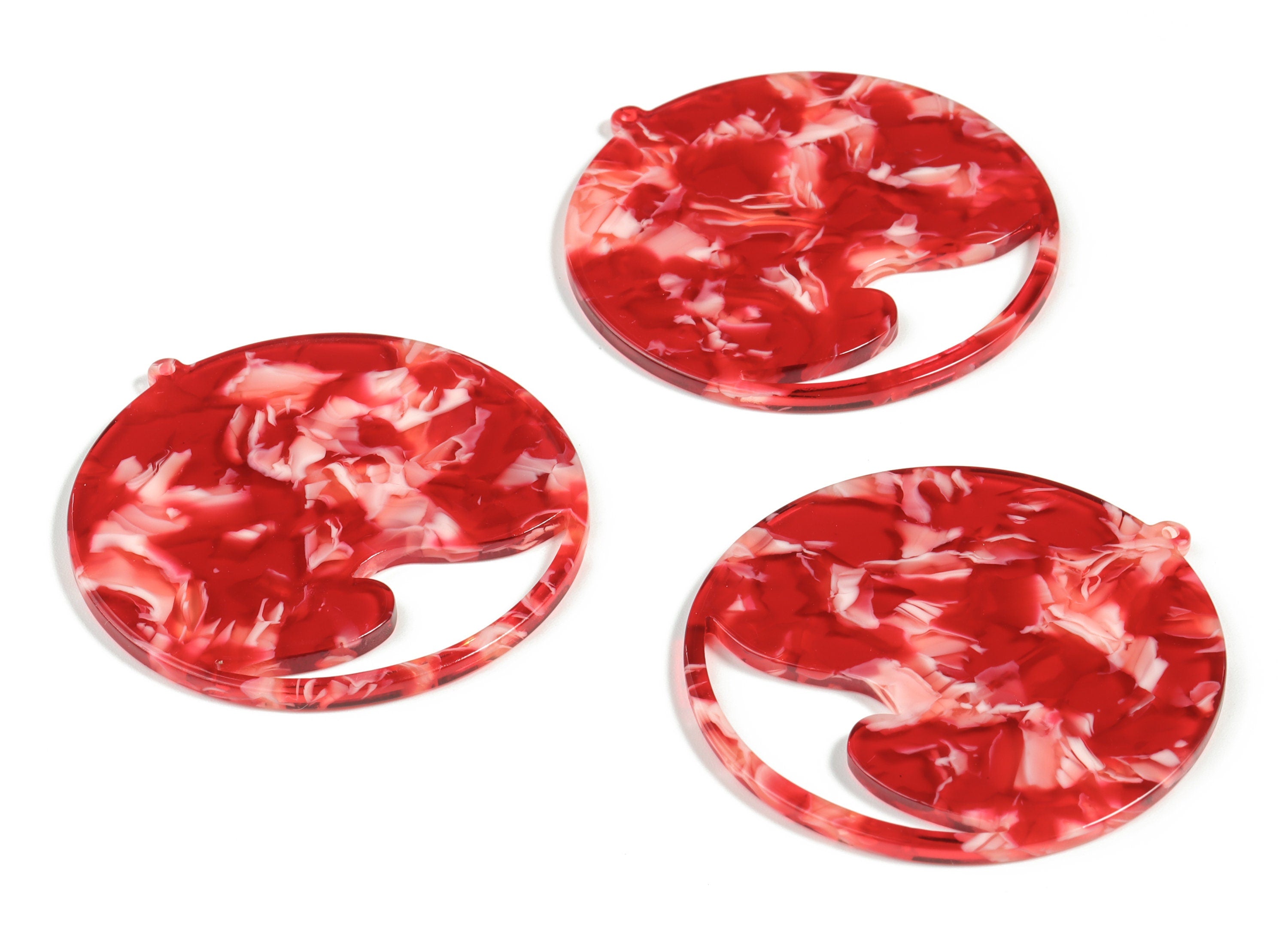 Acetate Round Wave Earring Charms - Circle Pendant - Earring Finding - Jewelry Supplies - Color Code:A29 - 53.2x50.64x2.57mm - AC2194-A29 - DOMEDBAZAAR