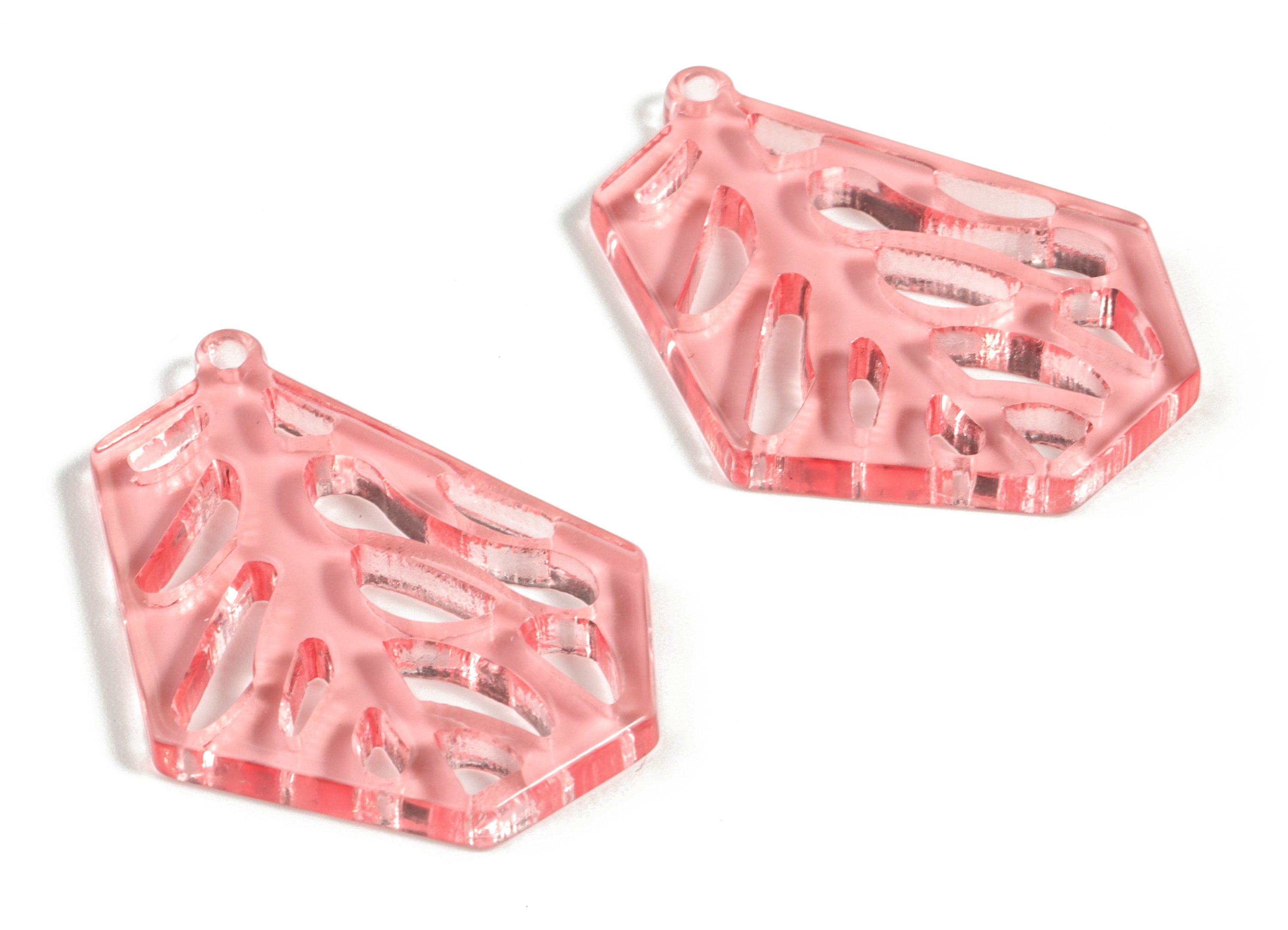 Acrylic Branches Earring Charms - Pink Acrylic Branches Pendant - Jewelry Supplies - Color Code:A69 - 35.79x27.4x2.94mm - AC2193-A69 - DOMEDBAZAAR