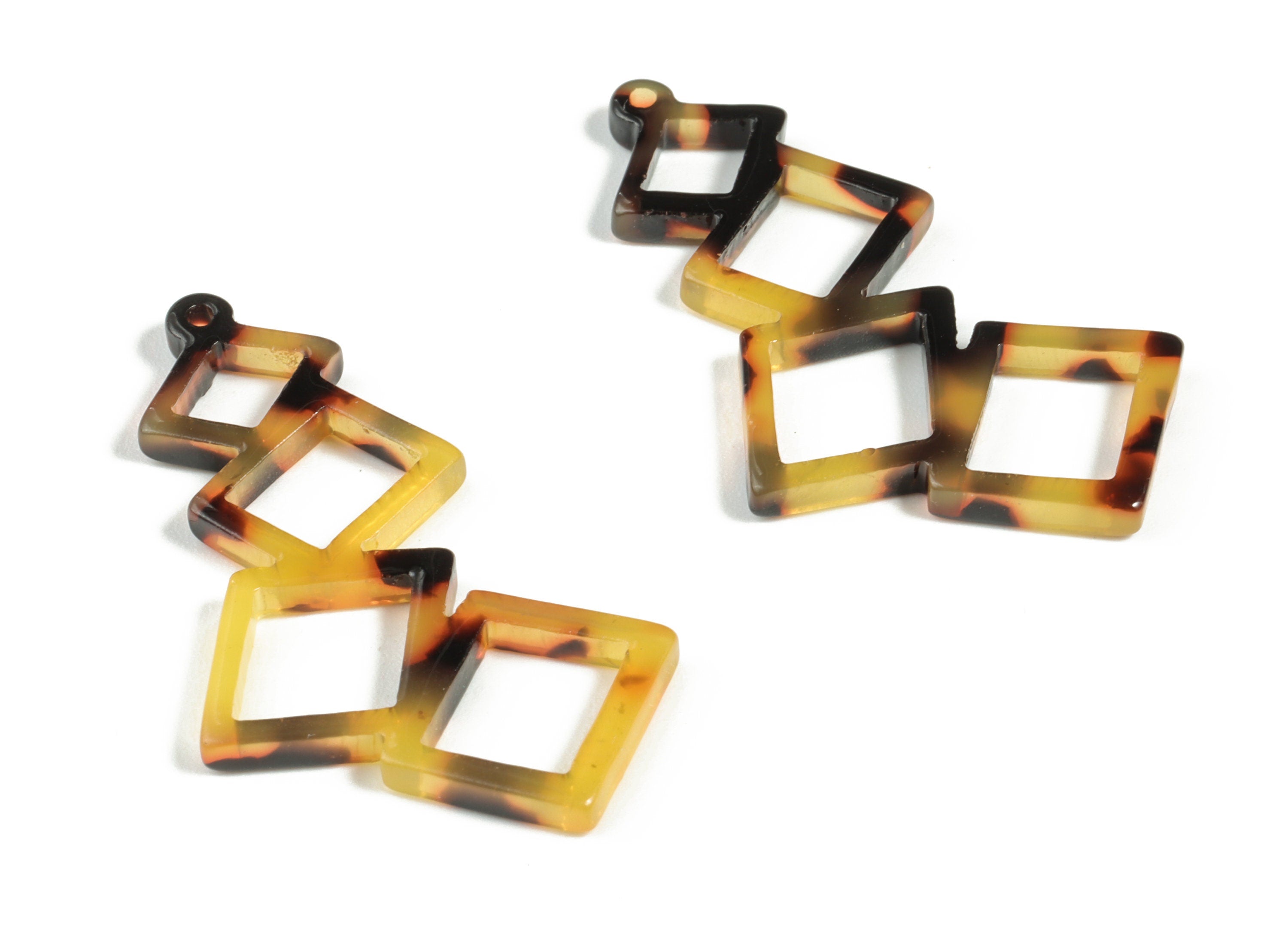 Acetate Squares Earring Charms - Acetate Squares Pendant - Tortoise Shell Earring - Color Code:A01 - 39.5x12.31x2.59mm - AC2197-A01 - DOMEDBAZAAR
