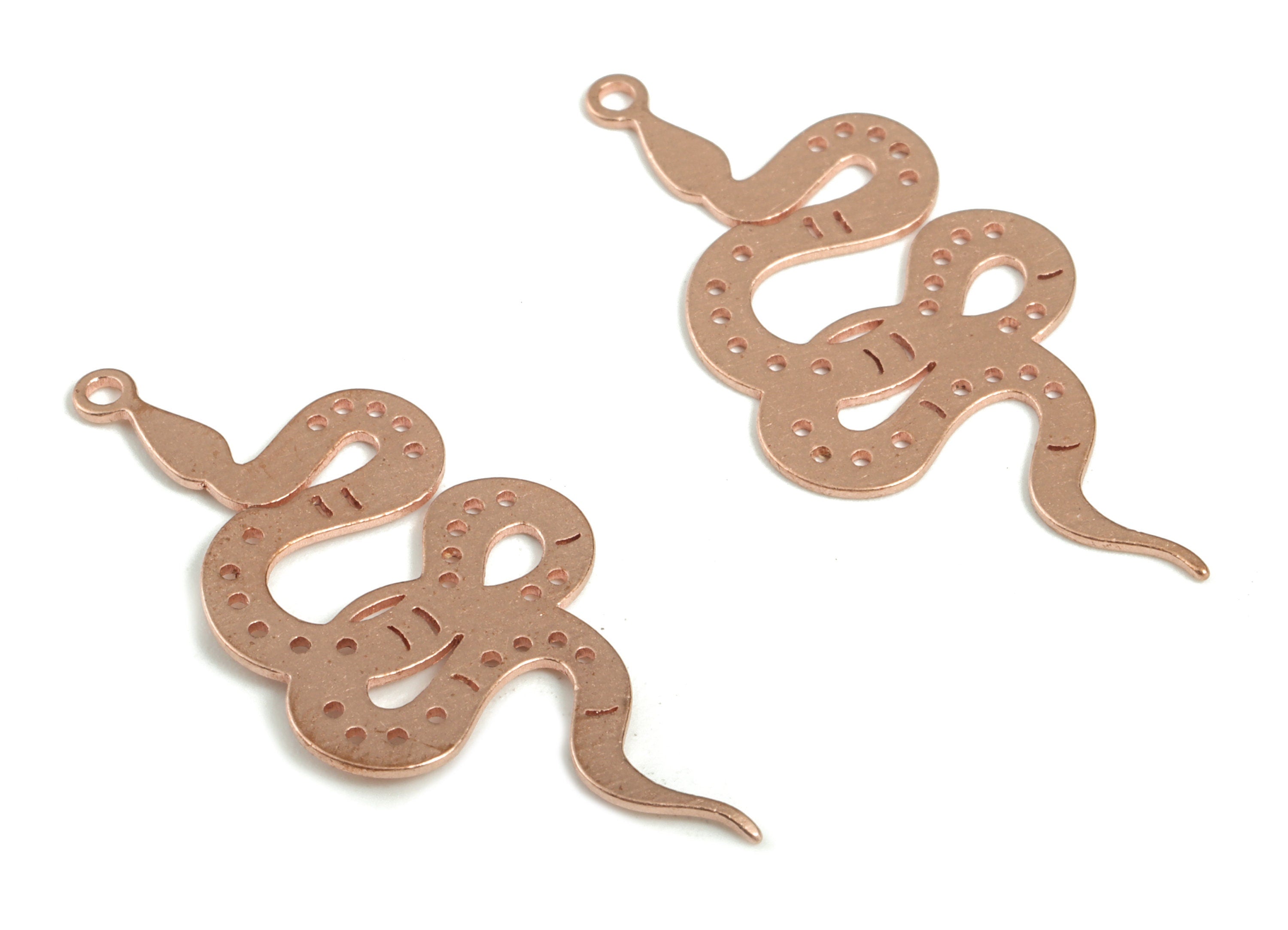 Raw Copper Snake Earring Charm - Snake Pendant - Jewelry Making Supplies Snake - Jewelry Gift for Snake Lovers - 32.36x14.88x0.57mm - PP3851 - DOMEDBAZAAR