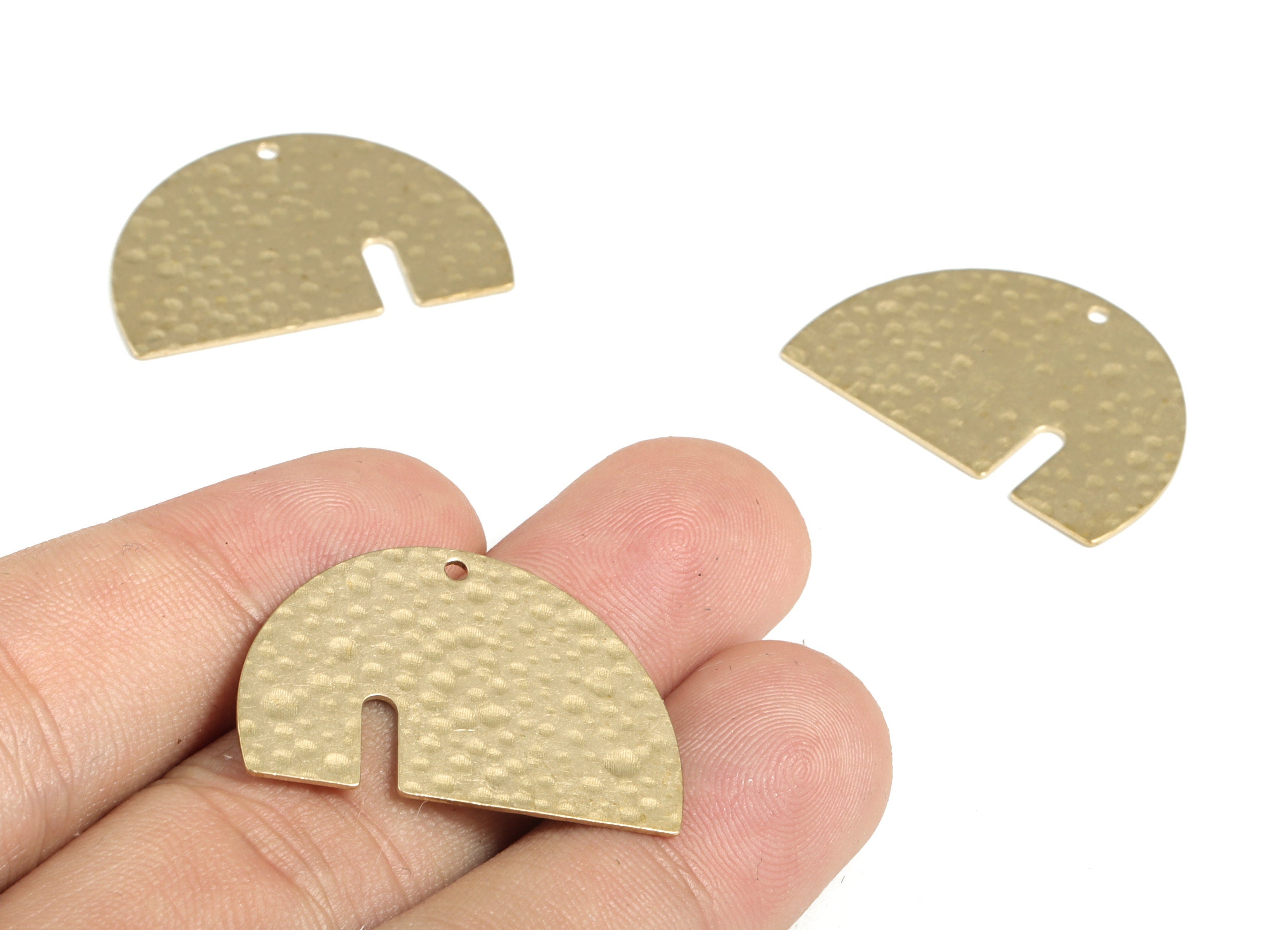 Brass Hammered Half Moon Earring Charms - Raw Brass Semi circle Pendant - Earring Findings - Jewelry Supplies - 29.98x20.75x0.58mm - PP3908 - DOMEDBAZAAR
