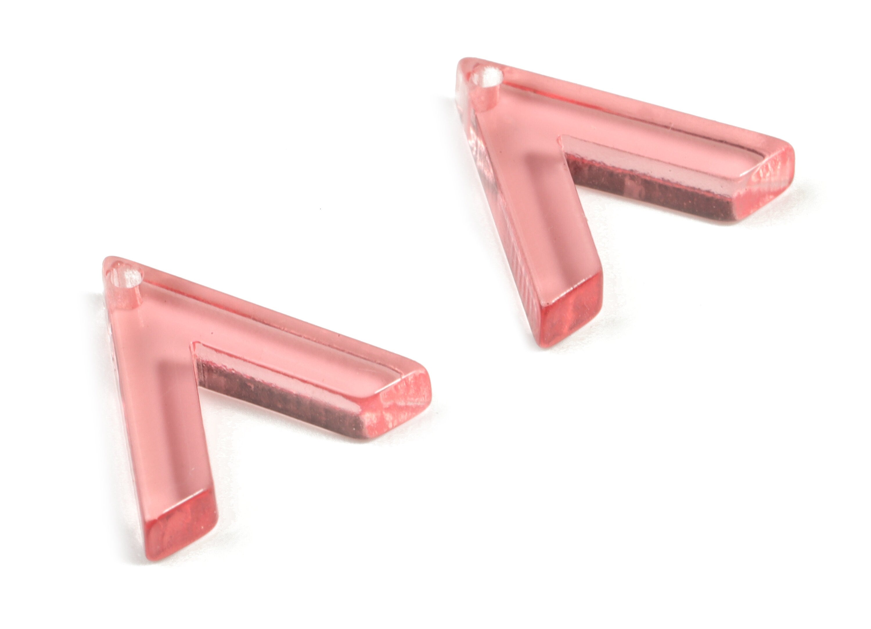 Acrylic Triangle Earring Charms - Acrylic Pink Triangle Pendant - Jewelry Supplies - Color Code:A465 - 13.95x14.8x2.73mm - AC2178-A465 - DOMEDBAZAAR