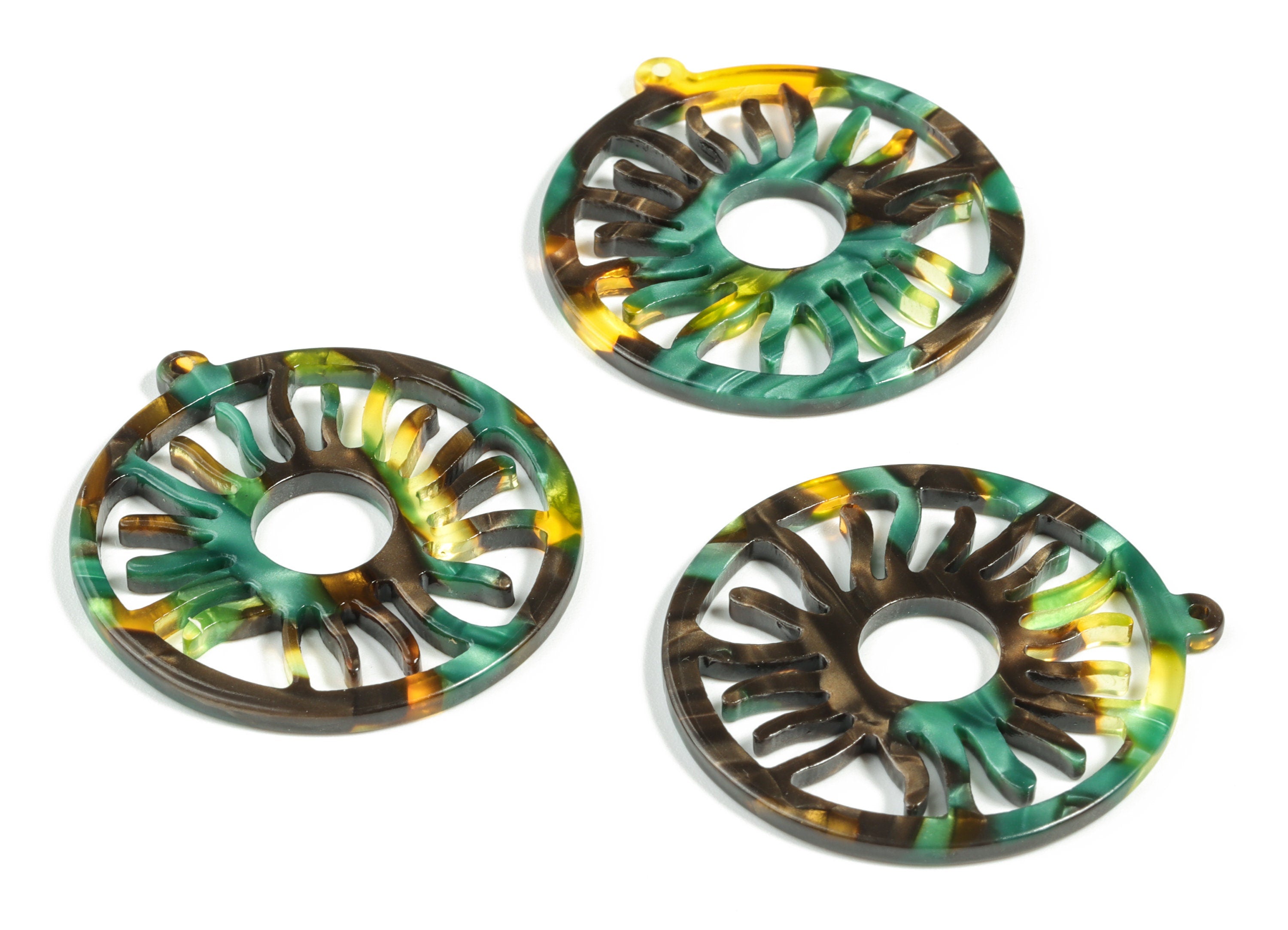 Acetate Round Sun Earring Charms - Acetate Circle Sun Earrings - Jewelry Supplies - Color Code:A513- 42.91x39.36x2.58mm - AC2187-A513 - DOMEDBAZAAR