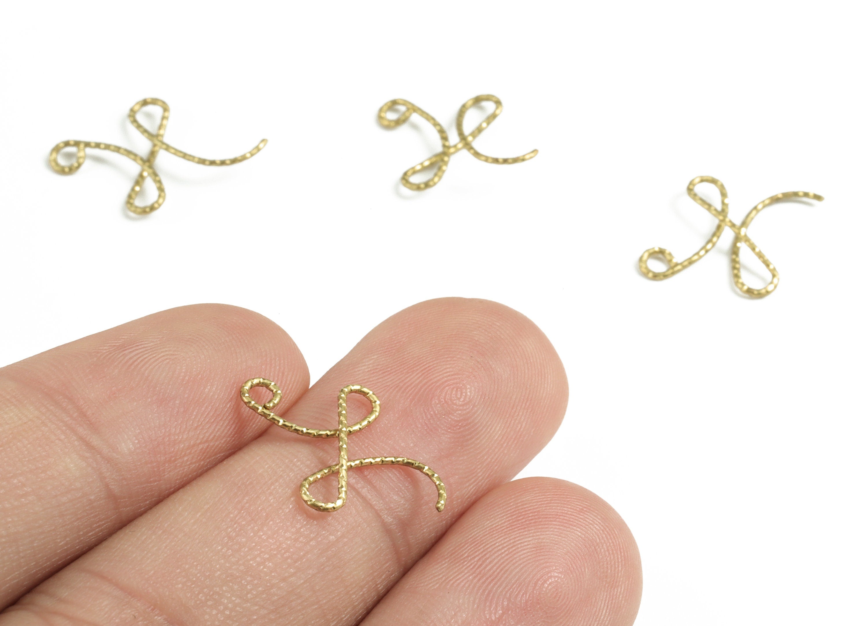 Brass X letter Pendant - Raw Brass Wave Letter X Charms - Brass Wire - Jewelry Making Supplies - 11.97x11.37x0.6mm - PP3639X - DOMEDBAZAAR
