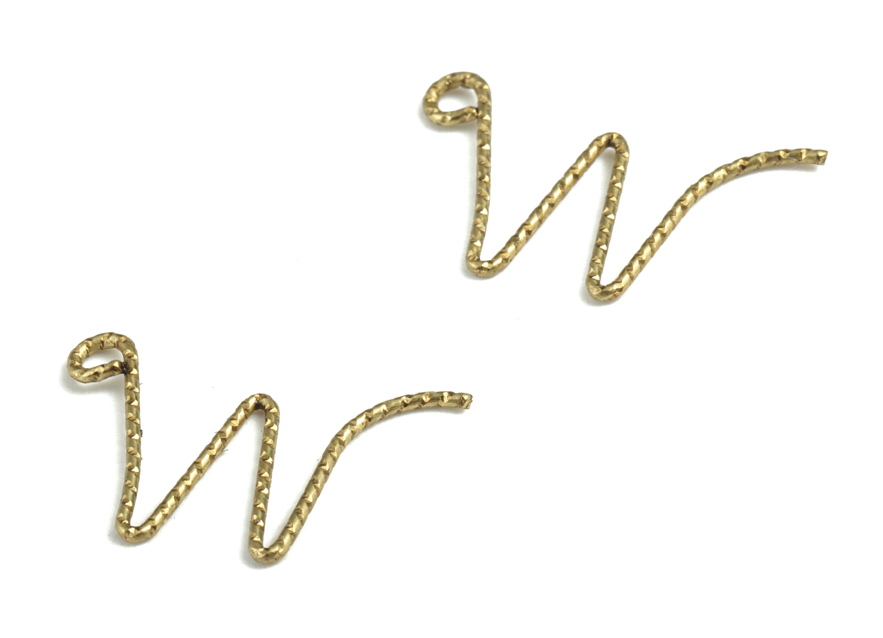 Brass M letter Pendant - Raw Brass Wave Letter M Charms - Brass Wire - Jewelry Making Supplies - 19.5x10.42x0.64mm - PP3639M - DOMEDBAZAAR