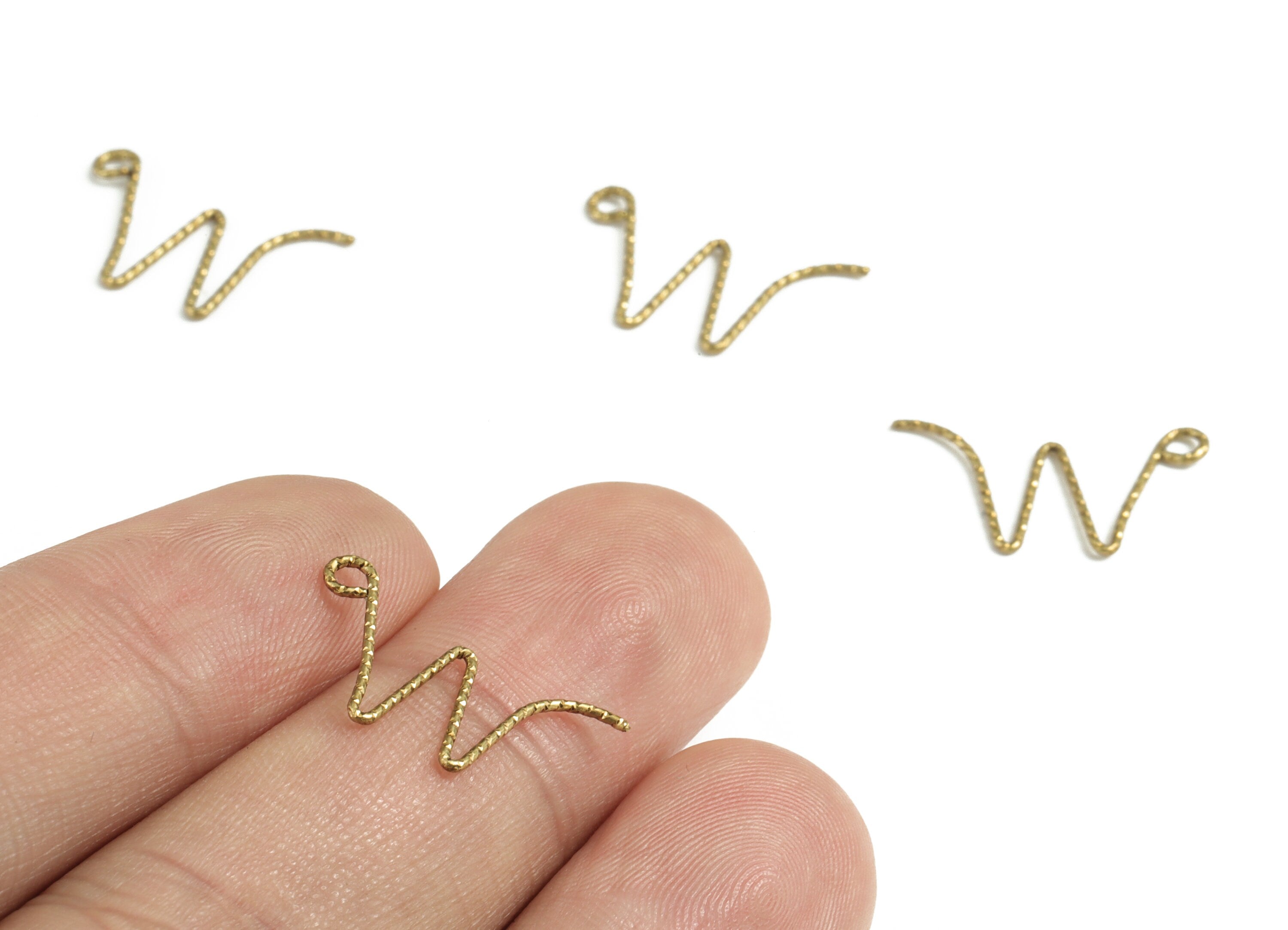 Brass M letter Pendant - Raw Brass Wave Letter M Charms - Brass Wire - Jewelry Making Supplies - 19.5x10.42x0.64mm - PP3639M - DOMEDBAZAAR