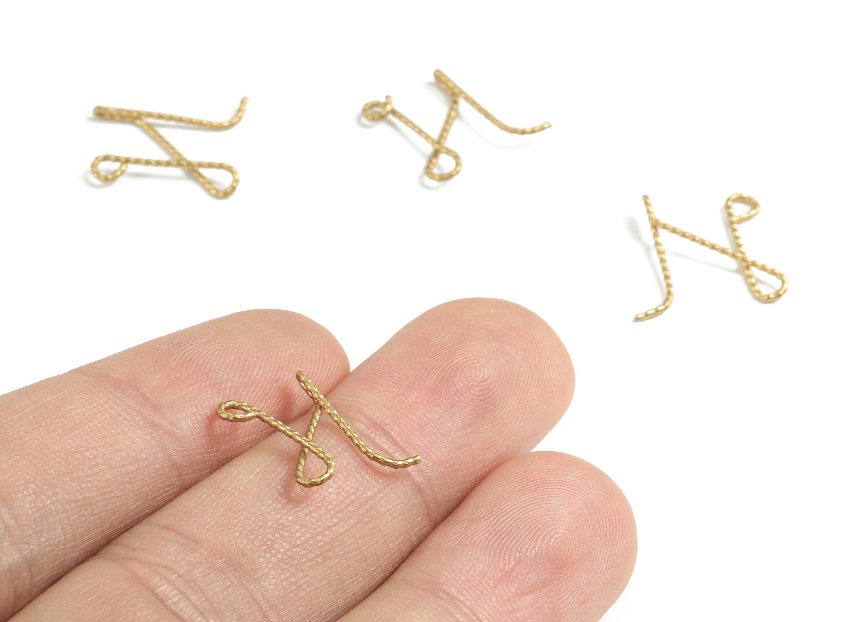 Brass H Letter Pendant - Raw Brass Wave Letter H Charms - Brass Wire - Jewelry Making Supplies - 13.25x13.2x0.58mm - PP3639H - DOMEDBAZAAR