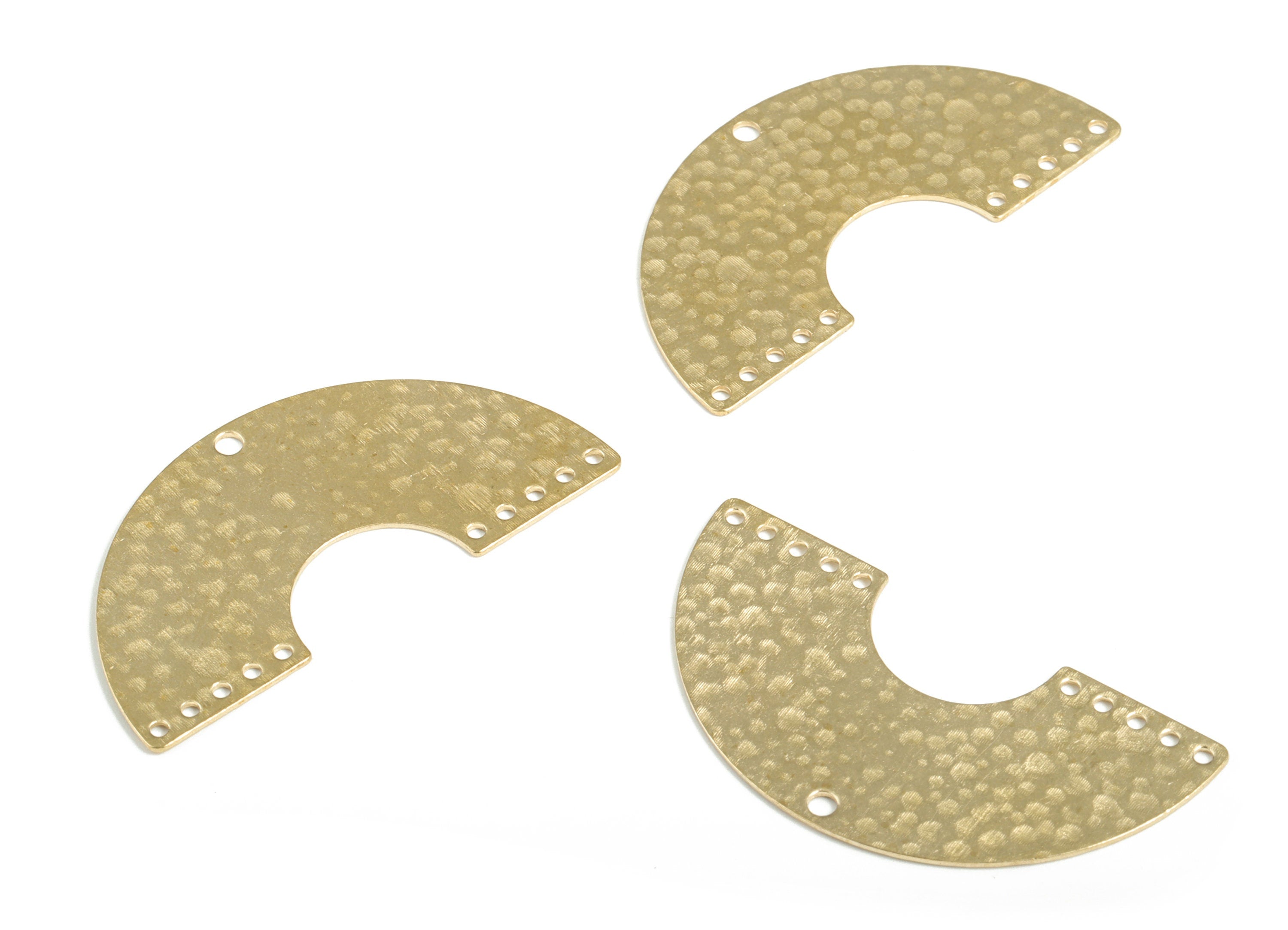 Brass Hammered U Earring Connector - Raw Brass U Earring Charms - 9 Holes - Jewelry Making Supplies - 40.96x21.01x0.6mm - PP3860 - DOMEDBAZAAR