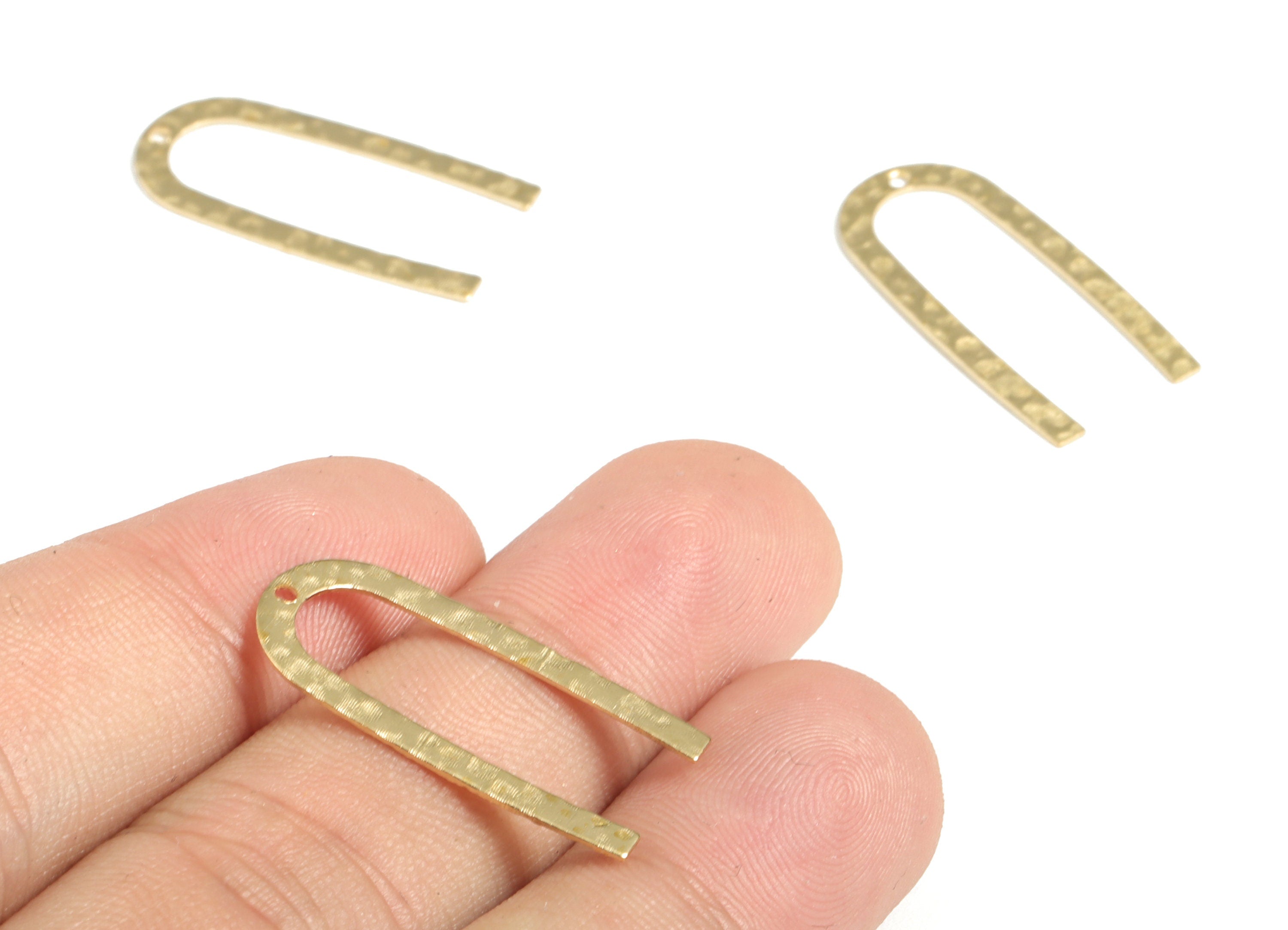 Brass Hammered U Earring Charms - Raw Brass U Pendant - Earring Findings - Jewelry Making Supplies - 27.02x12.84x0.48mm - PP3913 - DOMEDBAZAAR