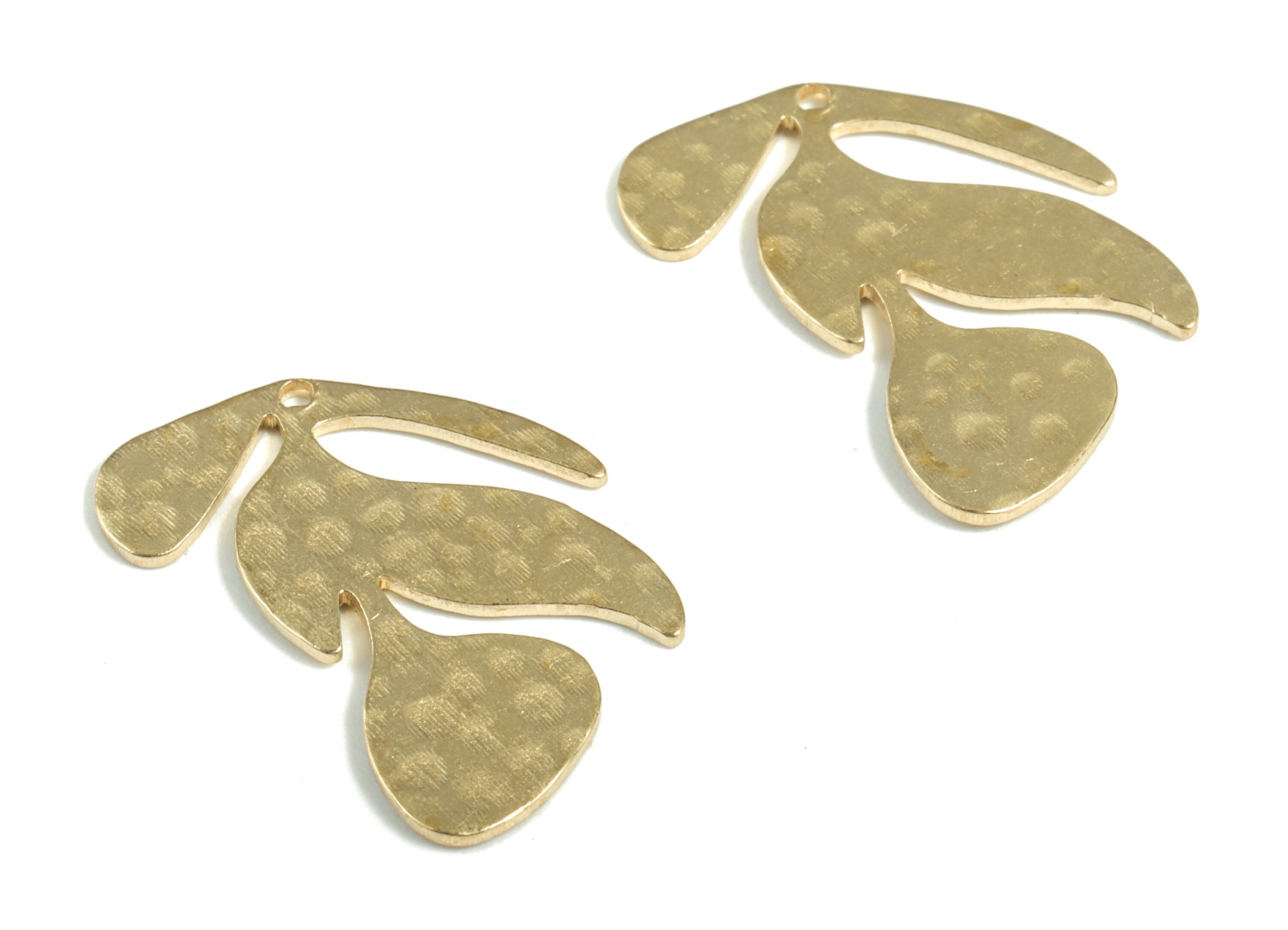 Brass Hammered Flower Earring Charms - Raw Brass Flower Pendant - Earring Findings - Jewelry Making Supplies - 21.11x15.11x0.86mm - PP3855 - DOMEDBAZAAR